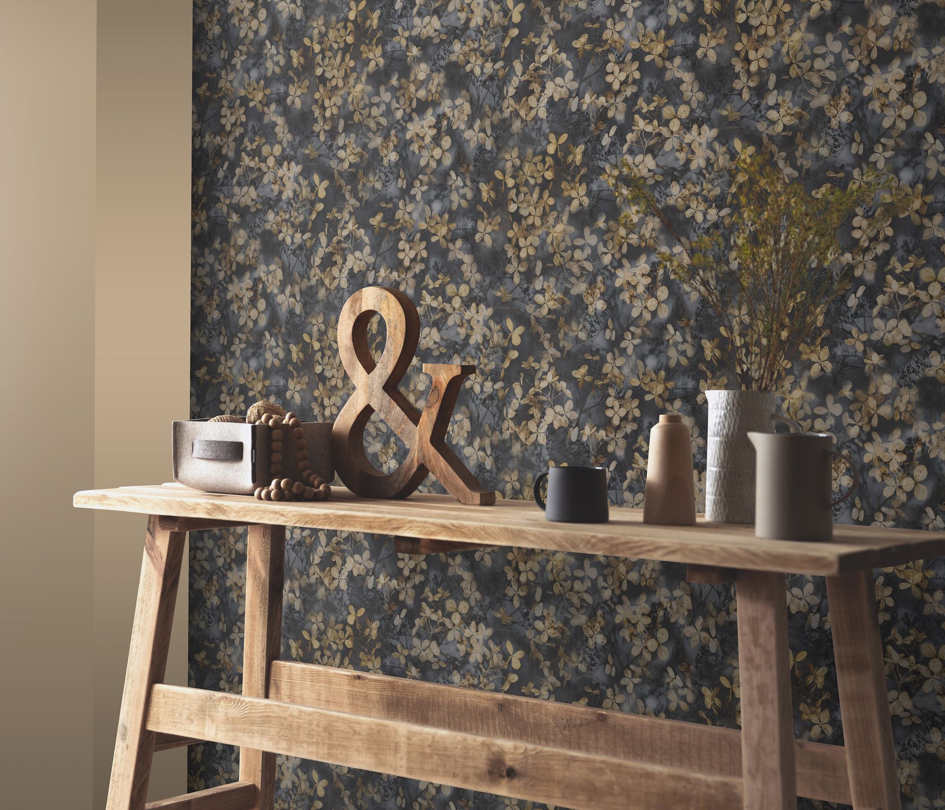 Vliestapete Blumenmotiv dunkelgrau Erismann 1041515 Vliestapete Blumenmotiv dunkelgrau Erismann 1041515
