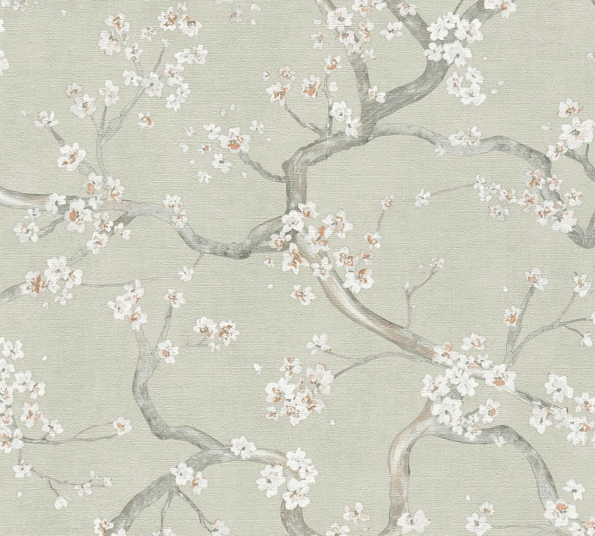 Satintapete, Floral, grün 781991 Dekorbild
