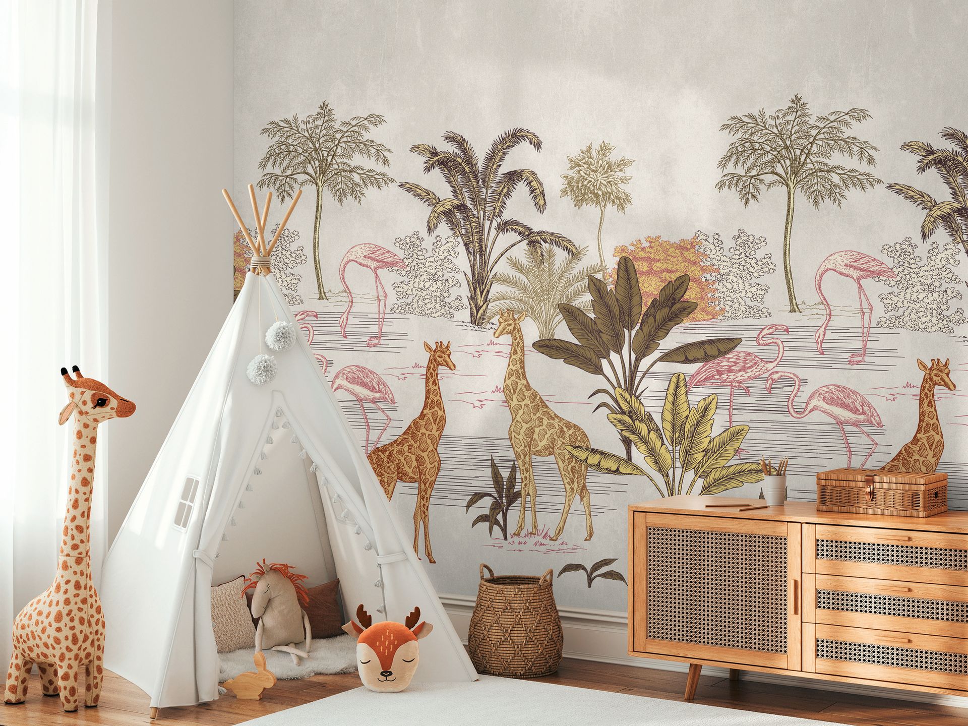 Livingwalls The Wall III, Safari, Kinderzimmer, Creme ➤ 1,59x2,80 m | 398751