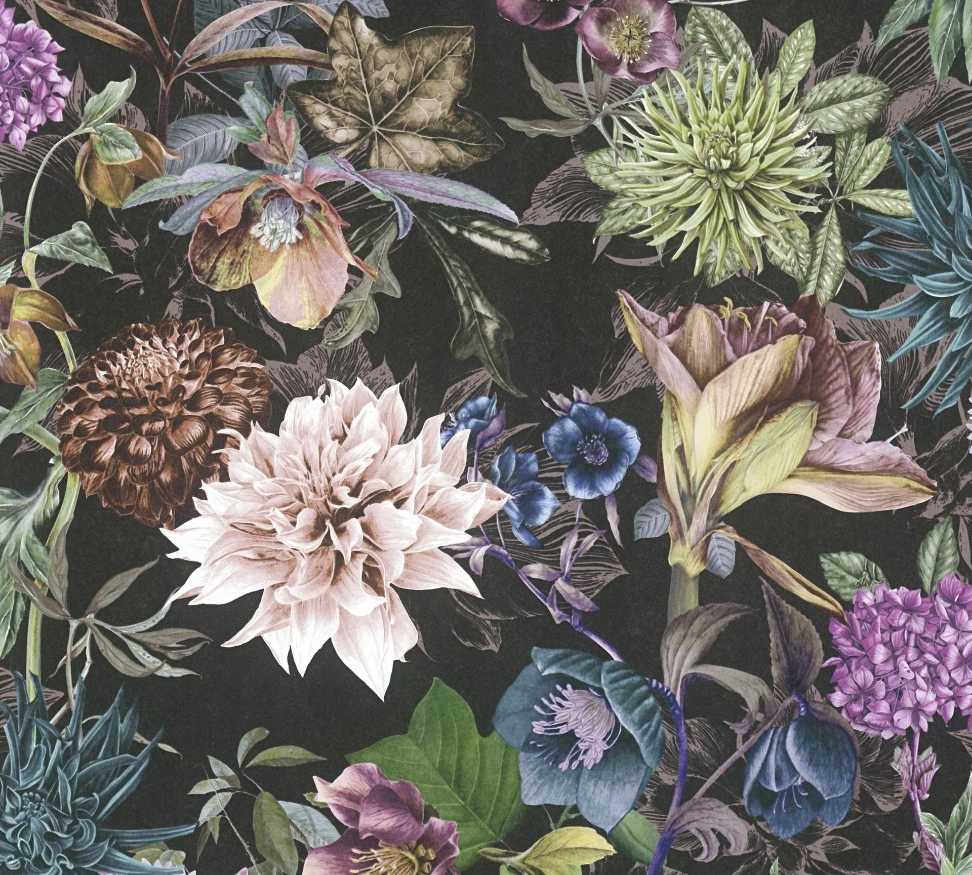 A.S. Création Dream Flowery, Florale Tapete, bunt, schwarz 381757