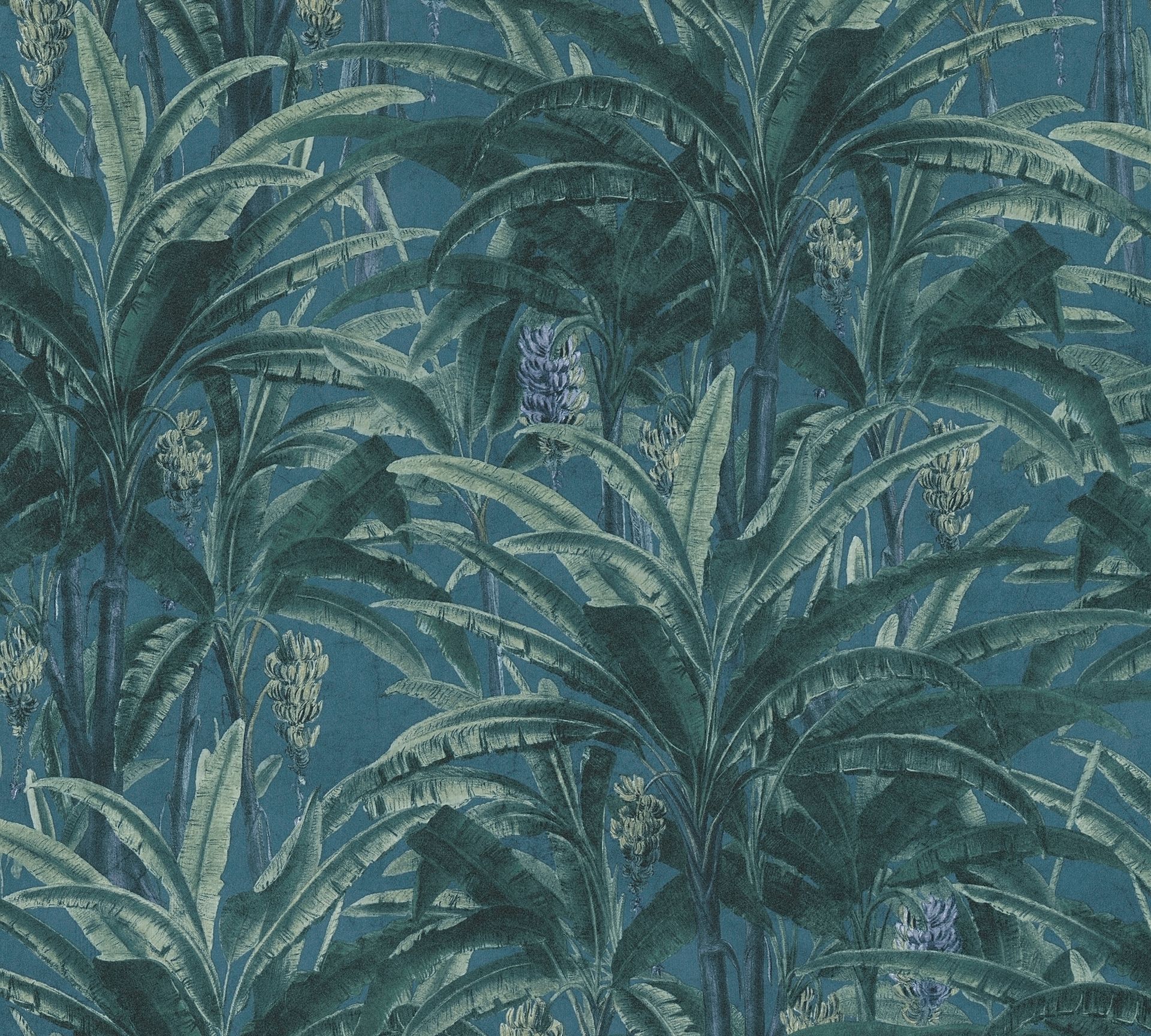A.S. Création Greenery, Palmentapete, blau 364801 Dekorbild