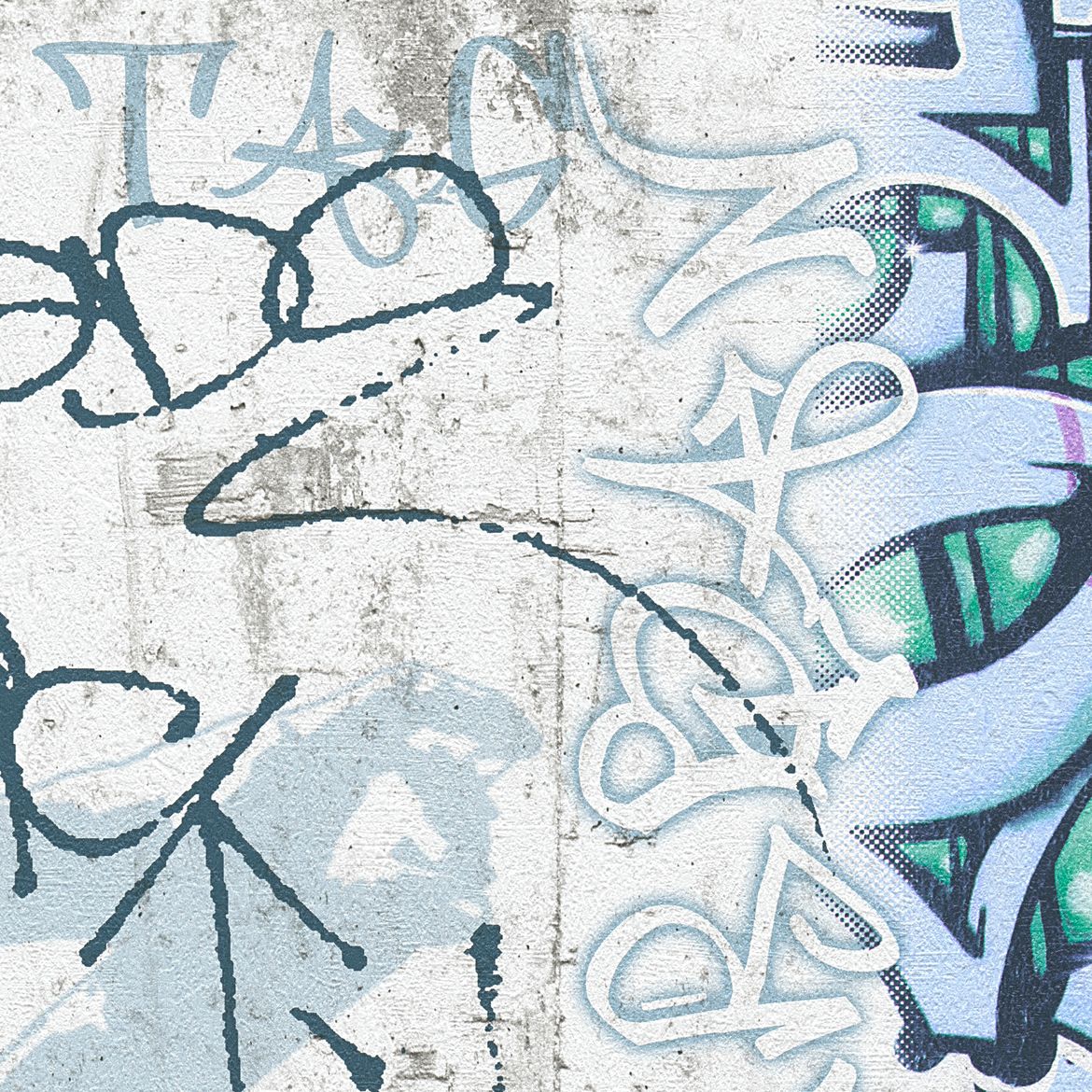 A.S. Création Boys & Girls 6, Graffiti Tapete, grau, grün 369862