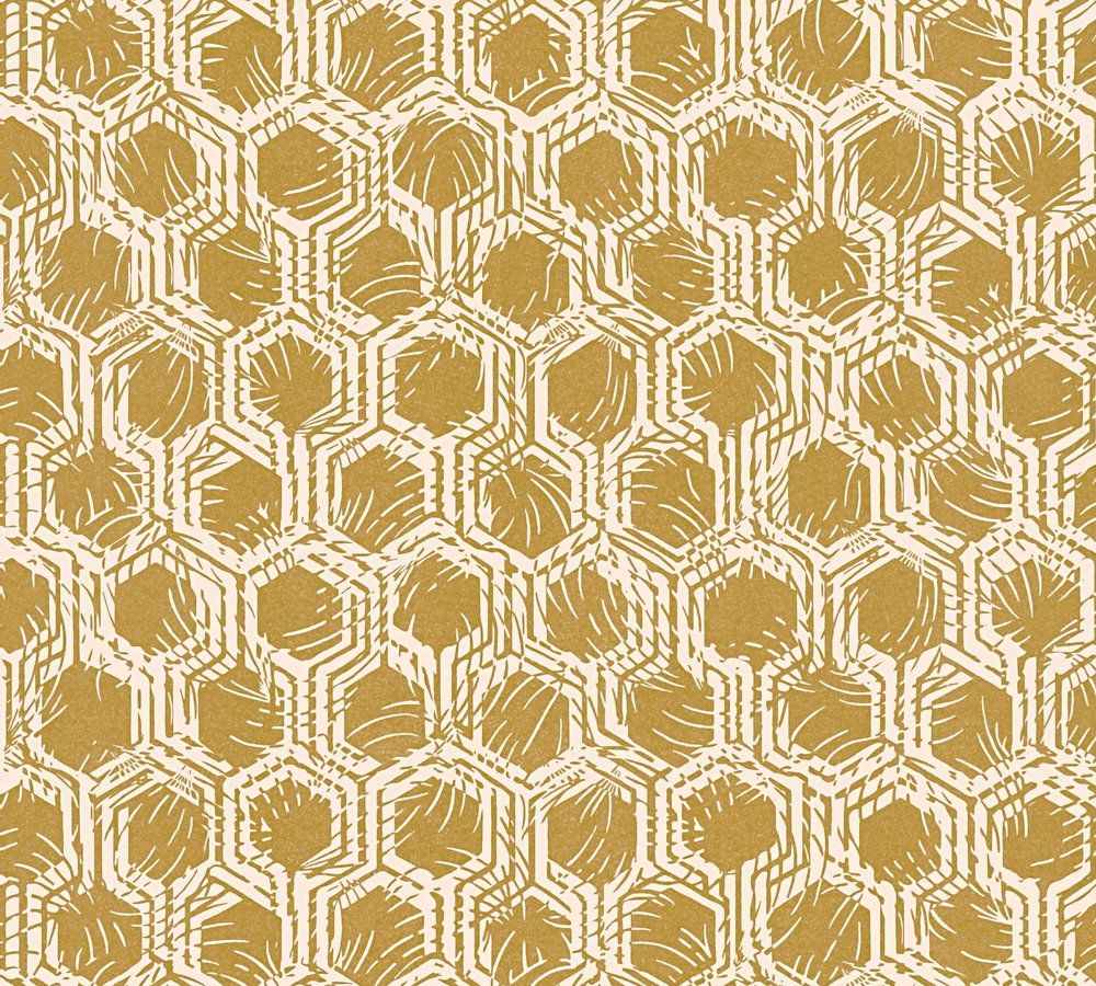 Architects Paper Alpha, Geometrische Tapete, gold, beige 333273