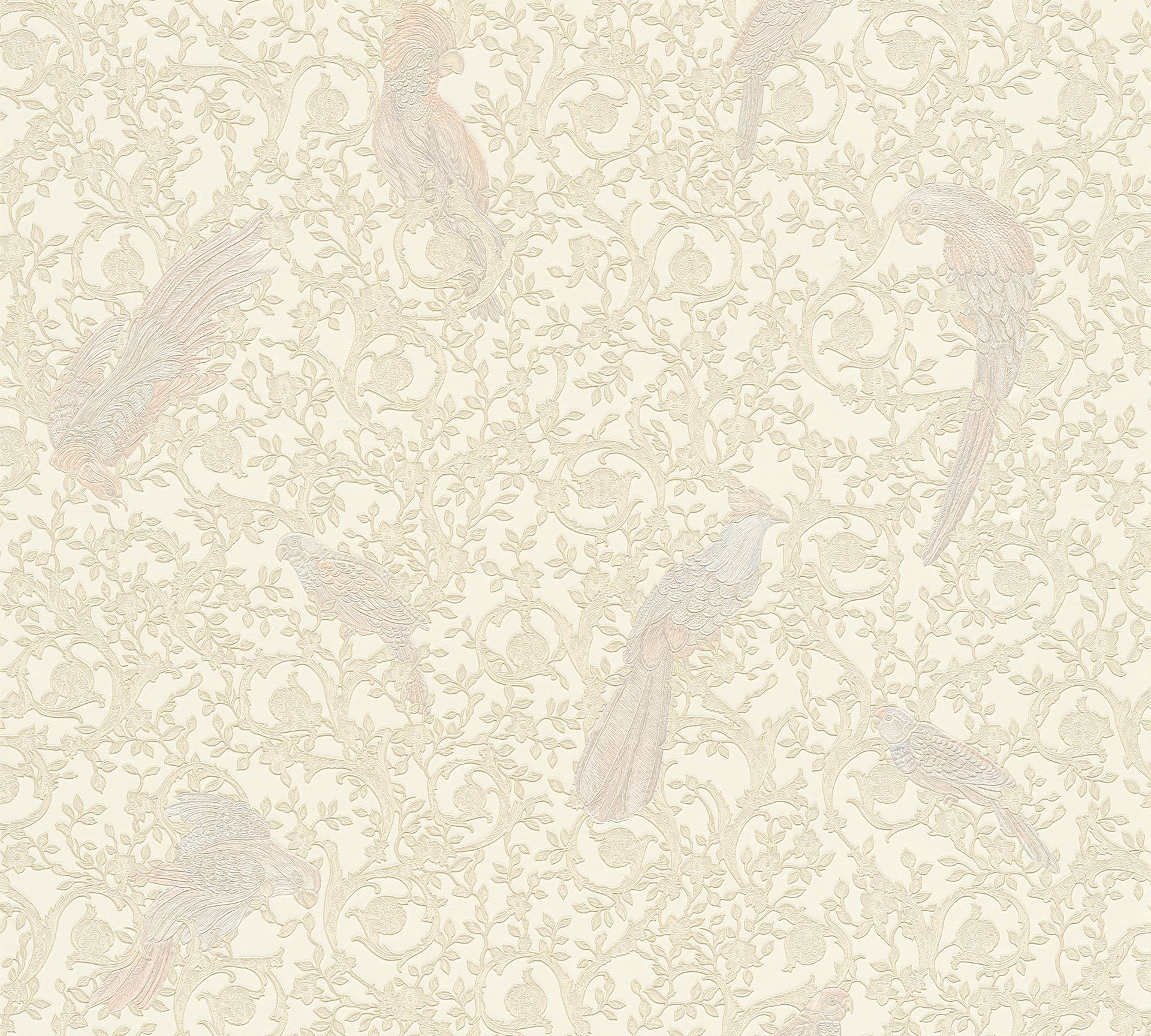 Versace wallpaper Versace 4, Vogeltapete, silber, beige 370535 Dekorbild