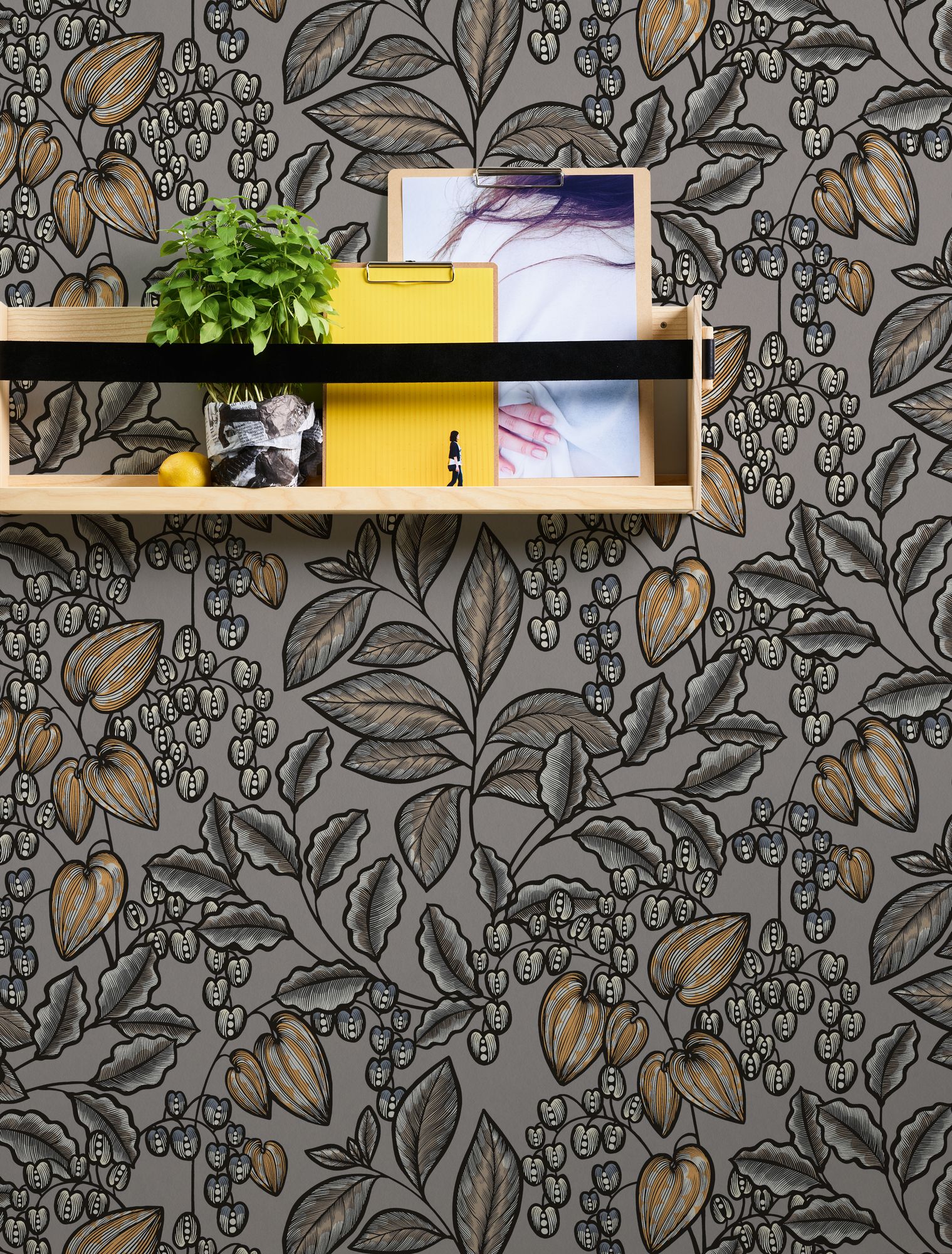 Architects Paper Floral Impression, Florale Tapete, grau, braun 377549