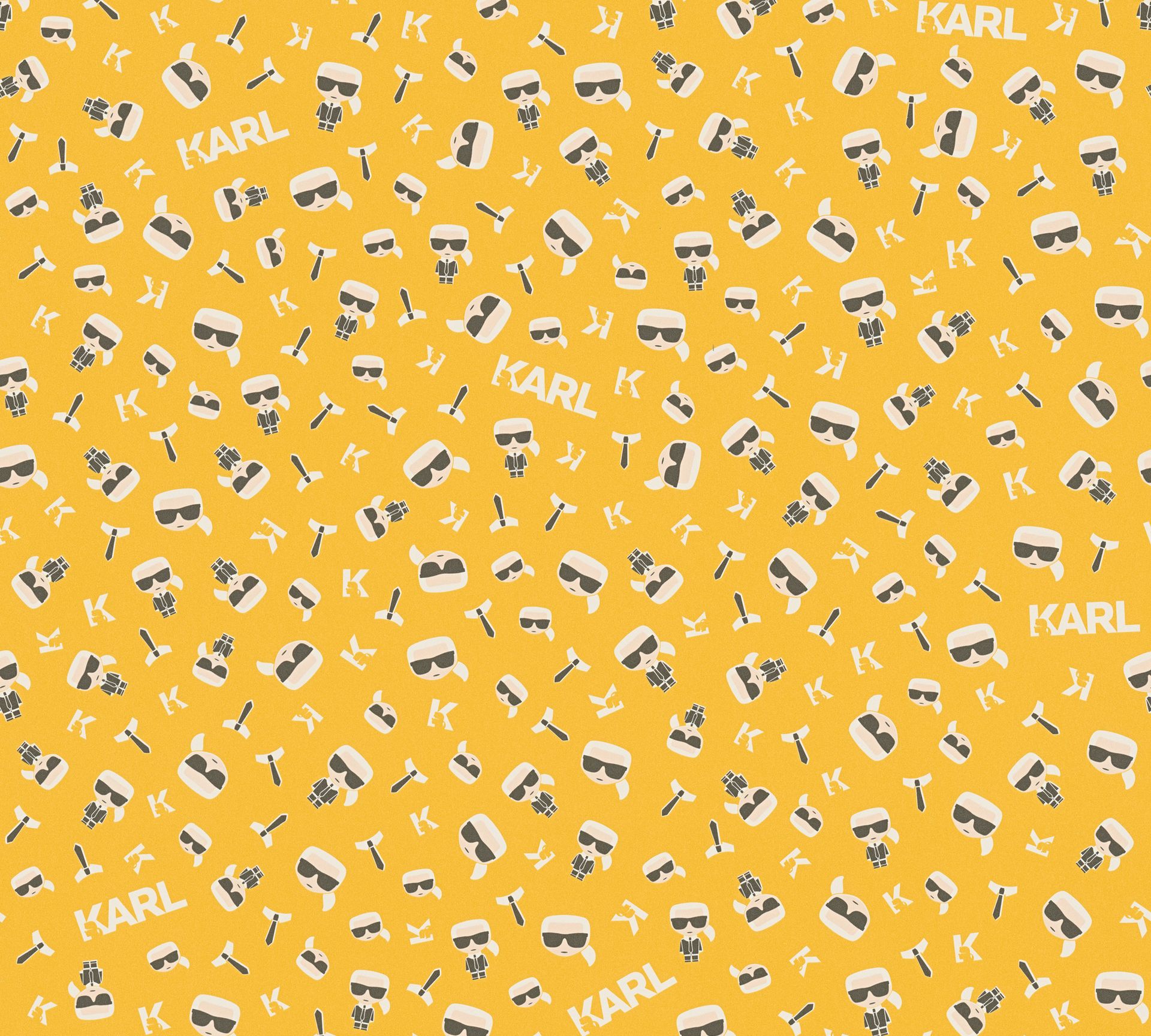 Karl Lagerfeld, Design Tapete, gelb, schwarz 378434