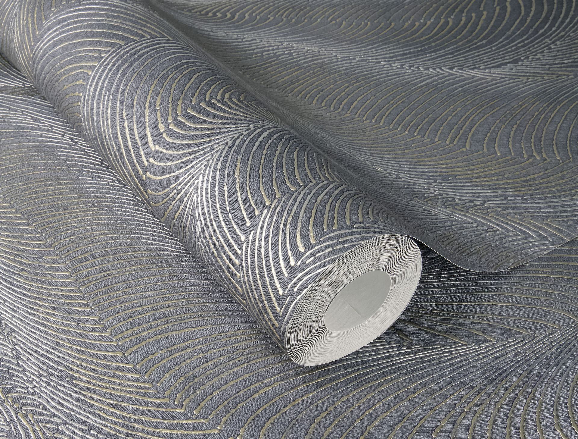 Vliestapete Federn blau-taupe 659665