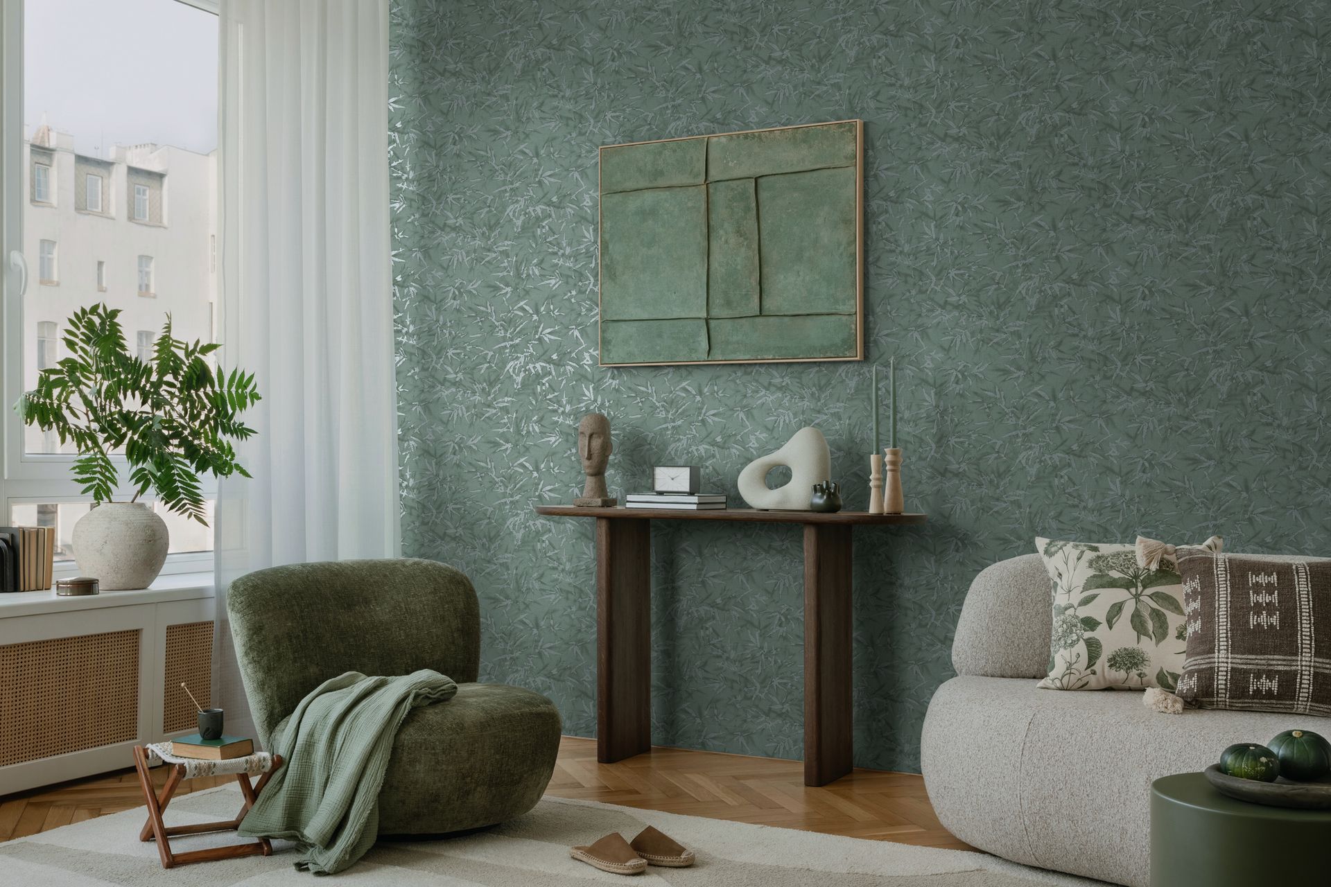 Vliestapete Floral - Blätter, grün, metallic, A.S. Création 790465 Vliestapete Floral - Blätter, grün, metallic, A.S. Création 790465