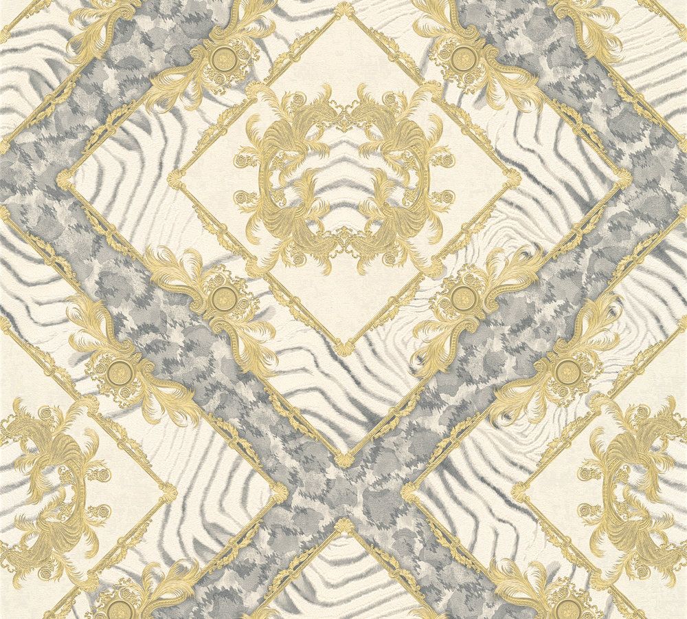 Versace wallpaper Versace 3, Design Tapete, grau, gold 349042