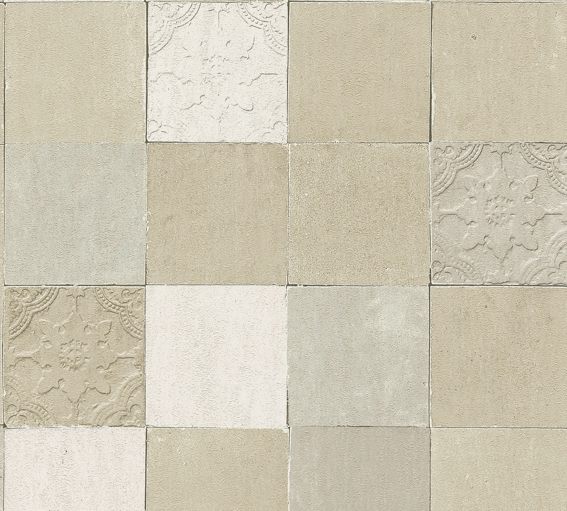 Livingwalls New Walls, Fliesentapete, creme, grau 374064