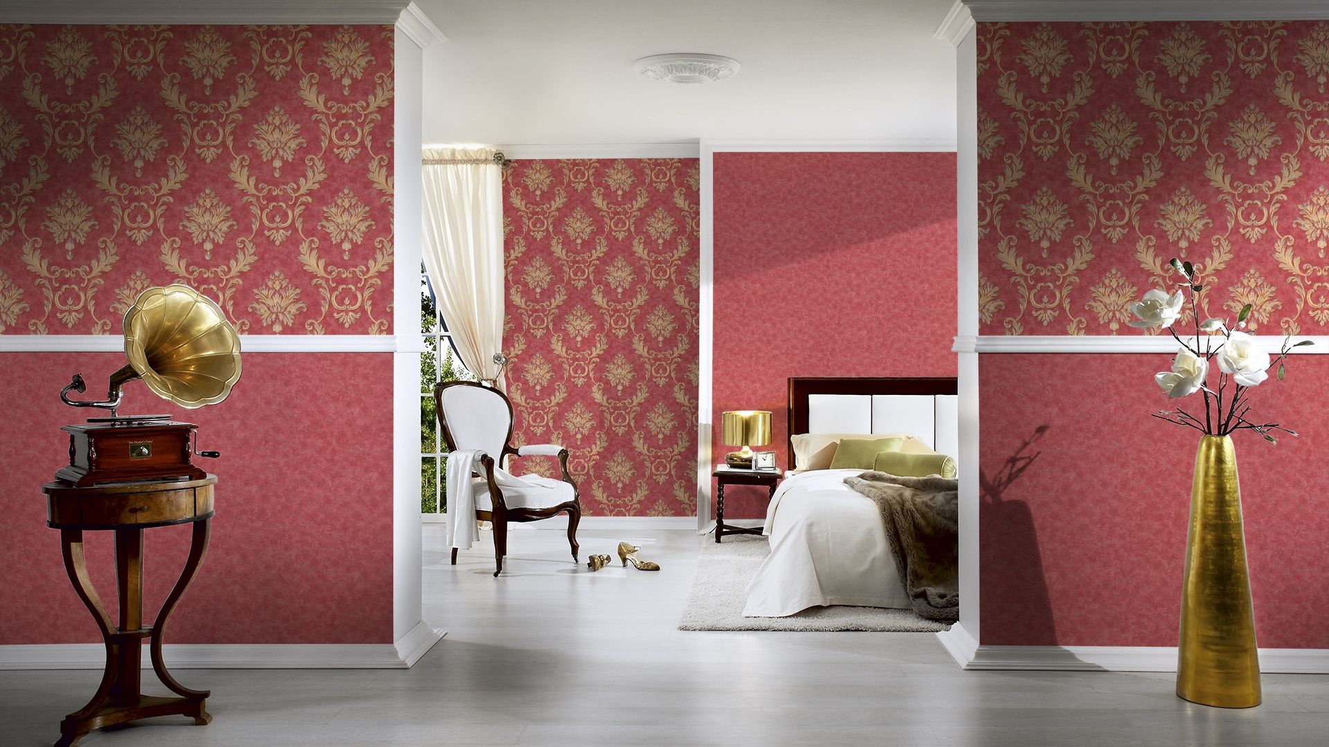 Architects Paper Luxury Wallpaper, Barock Tapete, rot, gold 324226