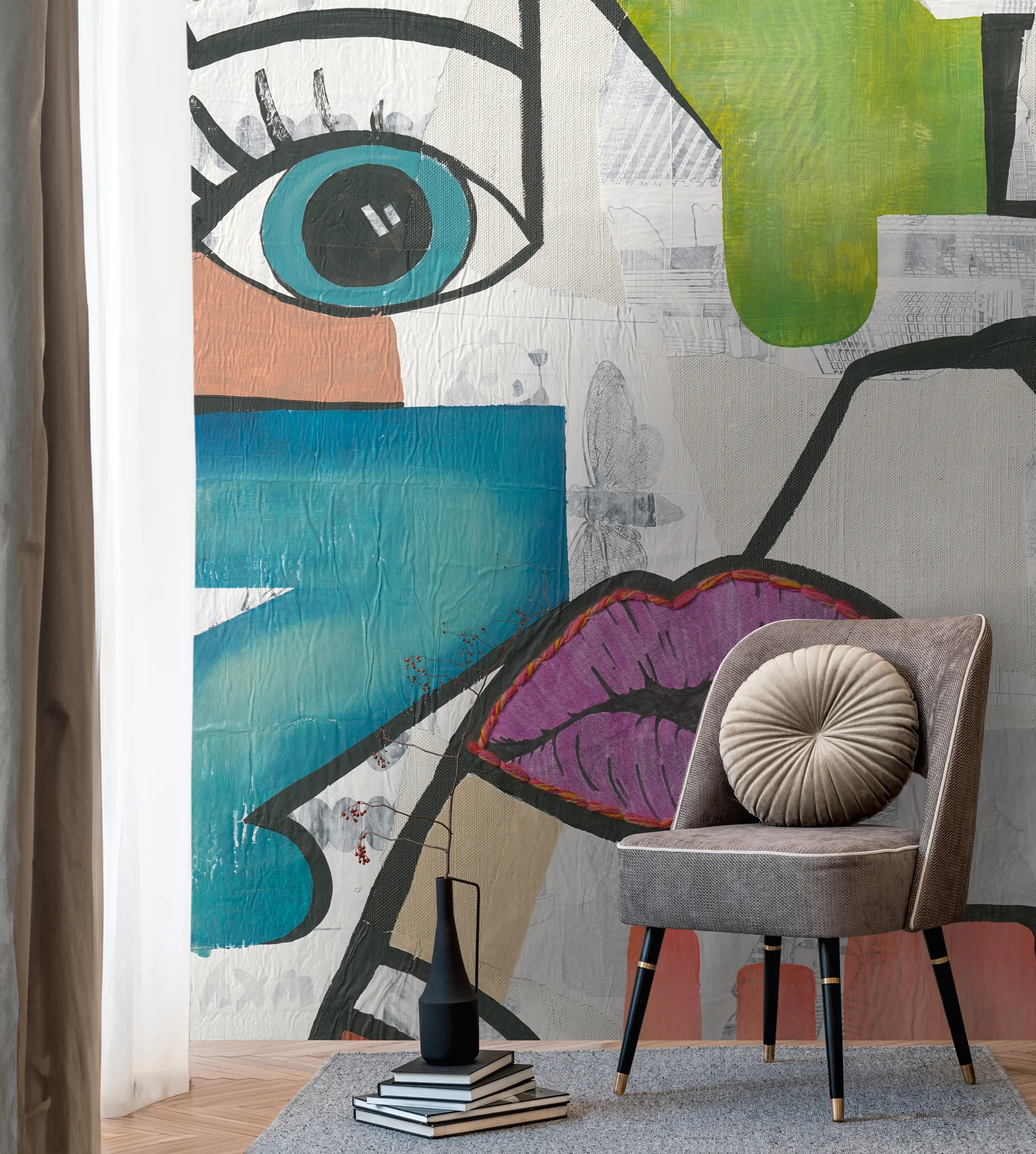 Fototapete Abstrakt mit Kunstmotiv in Bunt ➤ 2,12x2,80 m Dekorbild