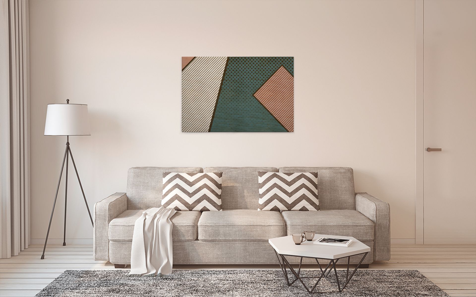 Leinwandbild Geometrische Formen, türkis, 90x60 cm DD120432