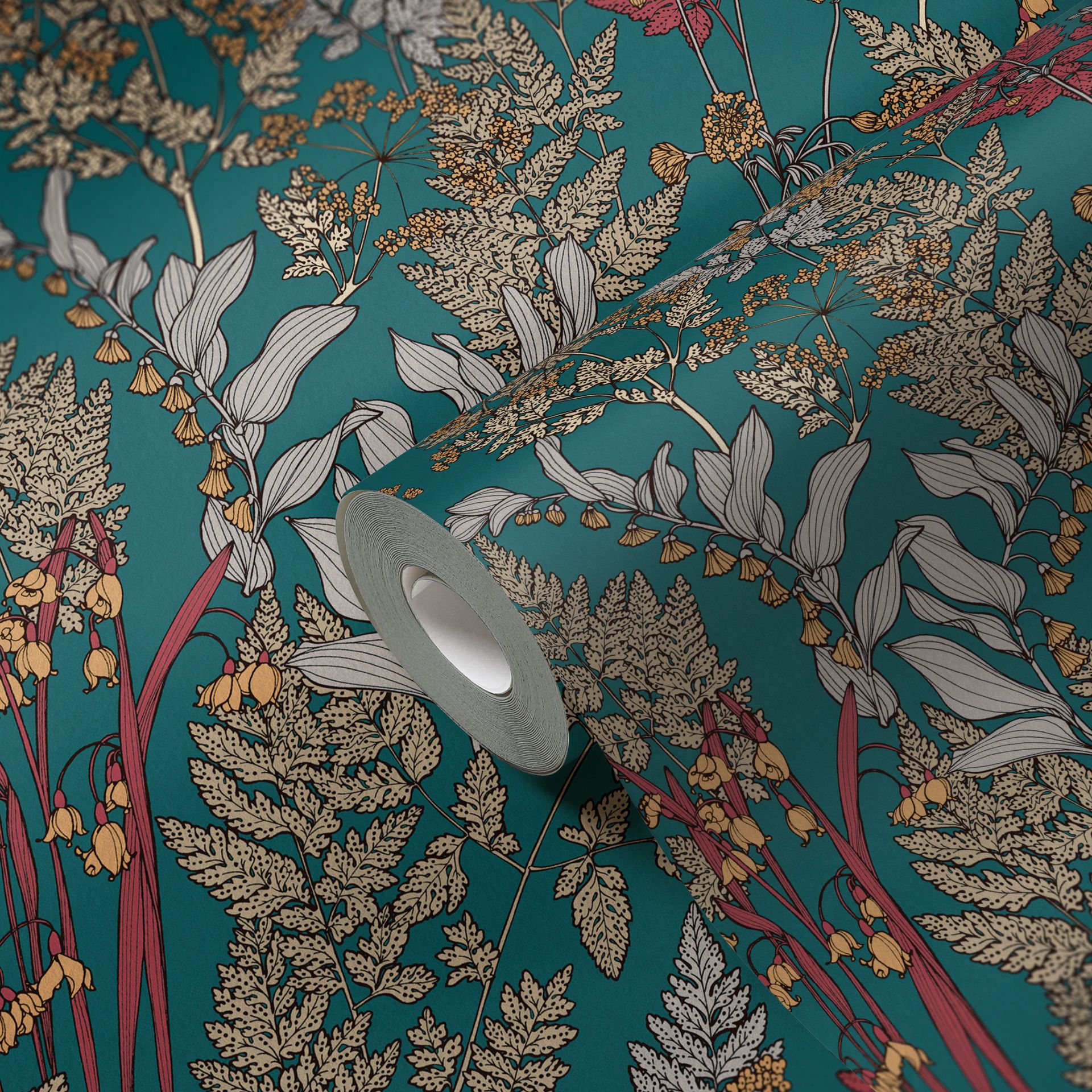 Architects Paper Floral Impression, Florale Tapete, blau, beige 377515