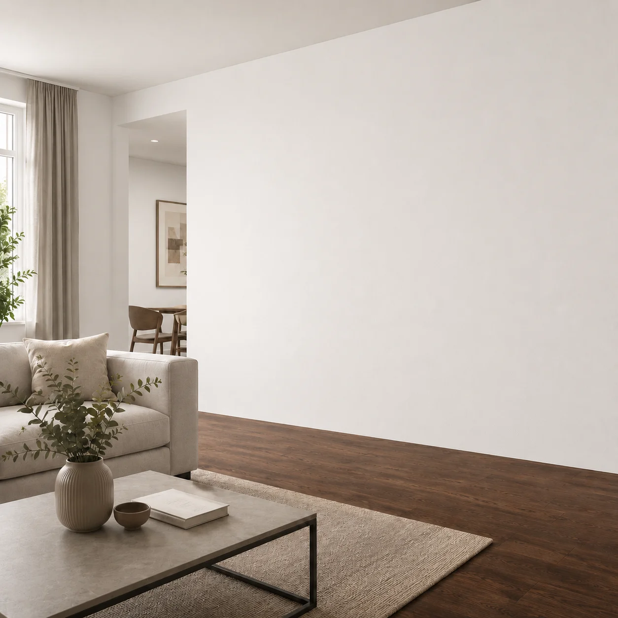 wohntrends-vlies-glatte-waende-wohnzimmer-beispiel.png Wohntrends Vlies tapezierte glatte Wände im modernen Wohnzimmer