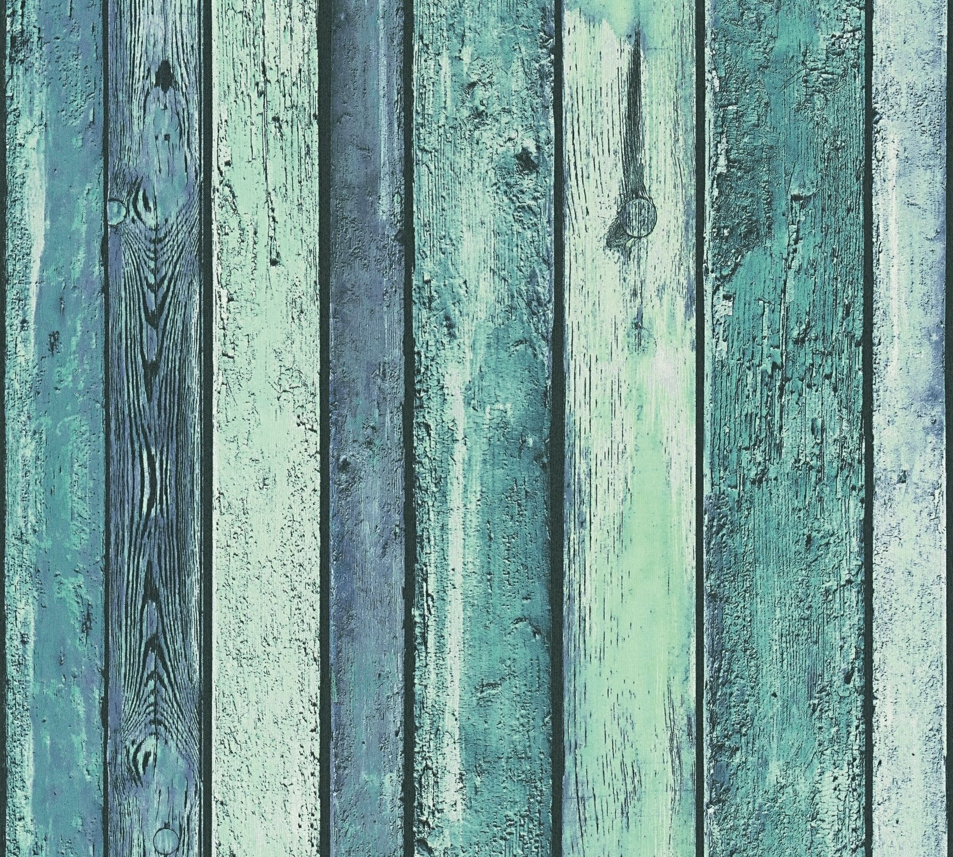 A.S. Création Il Decoro, Tapete in Holzoptik, blau, grün 362821 Dekorbild