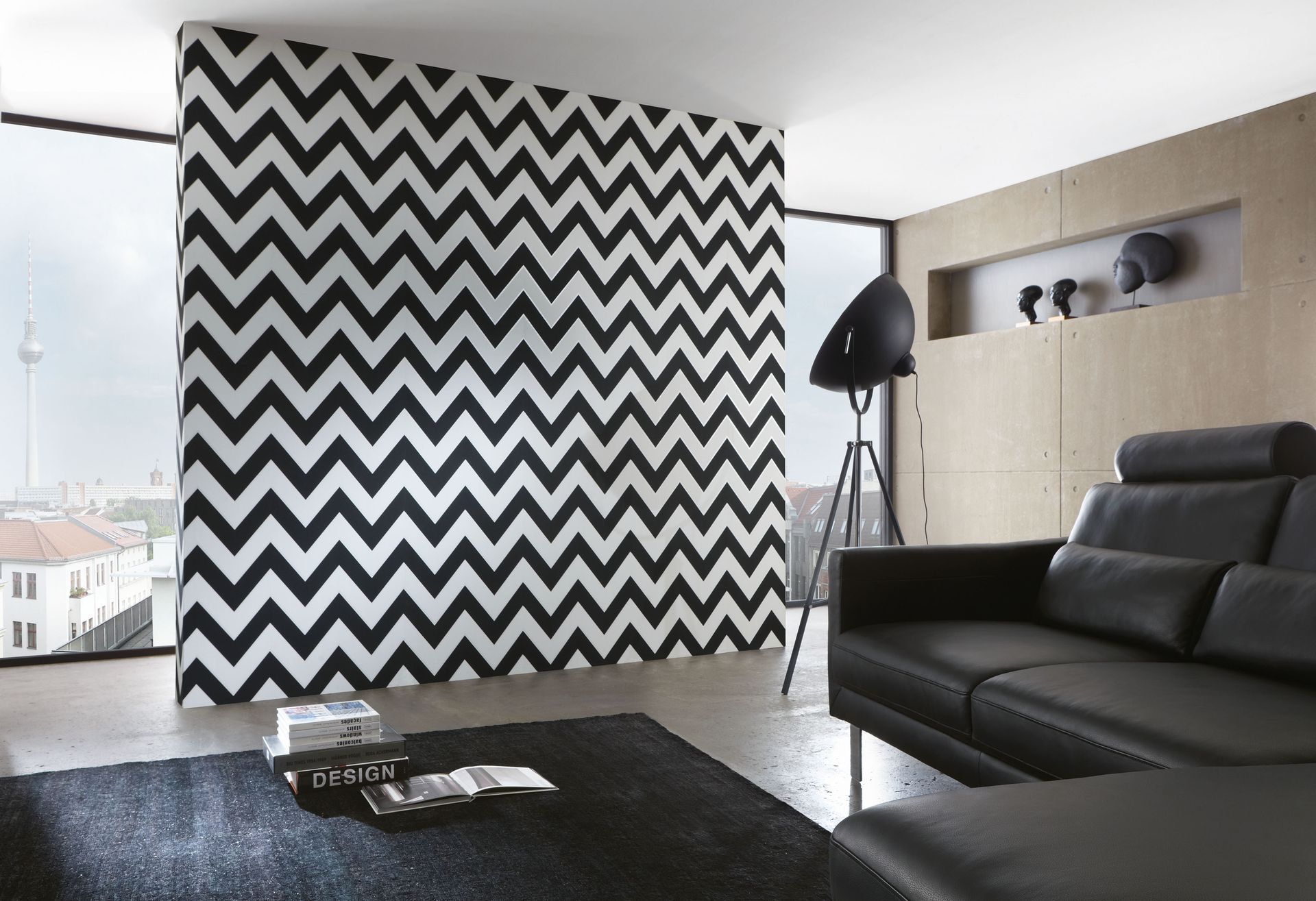 A.S. Création Black & White, Geometrische Tapete, schwarz, weiß 939431