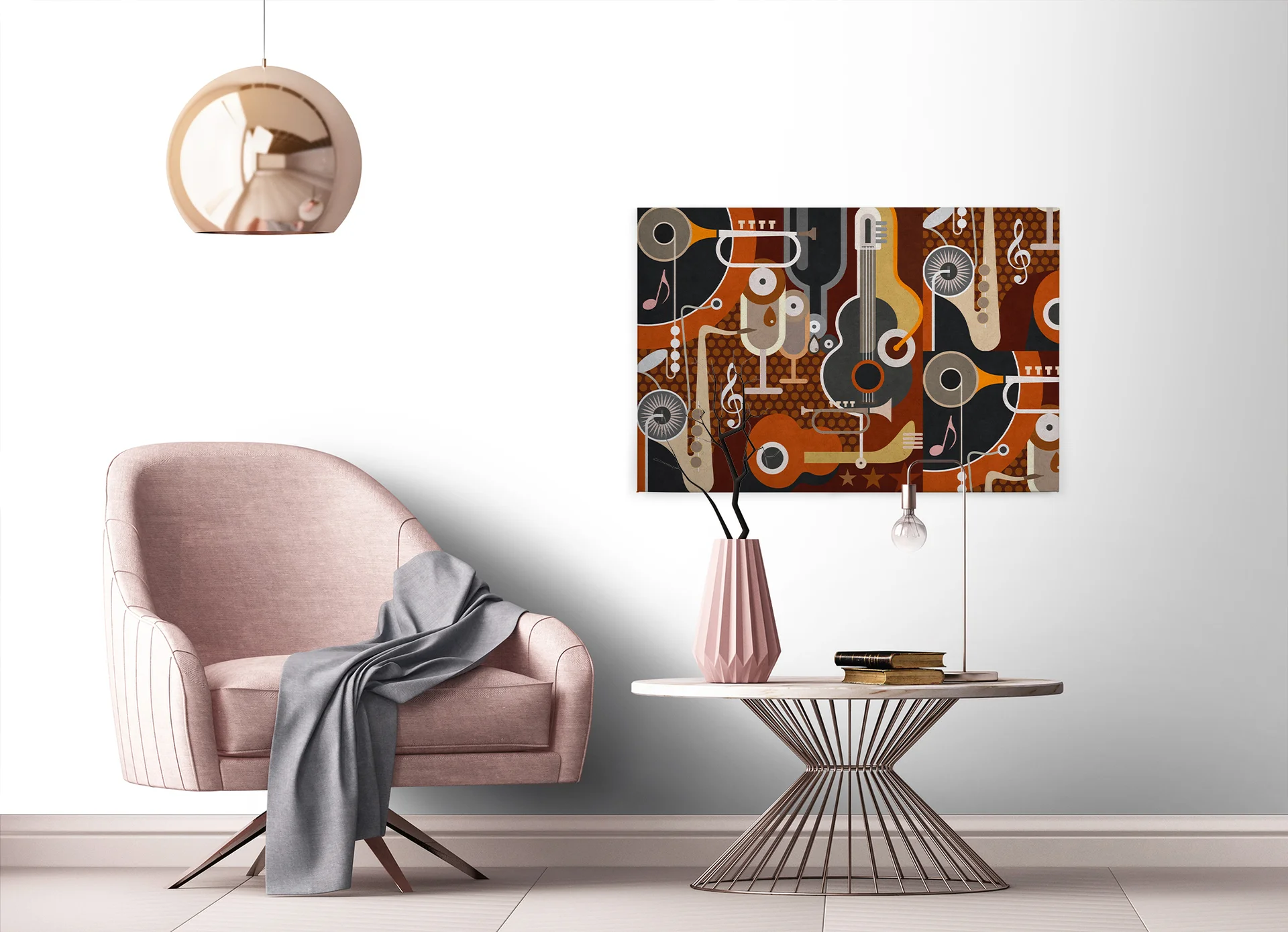 Leinwandbild Musikinstrumente, braun, 90x60 cm DD120418