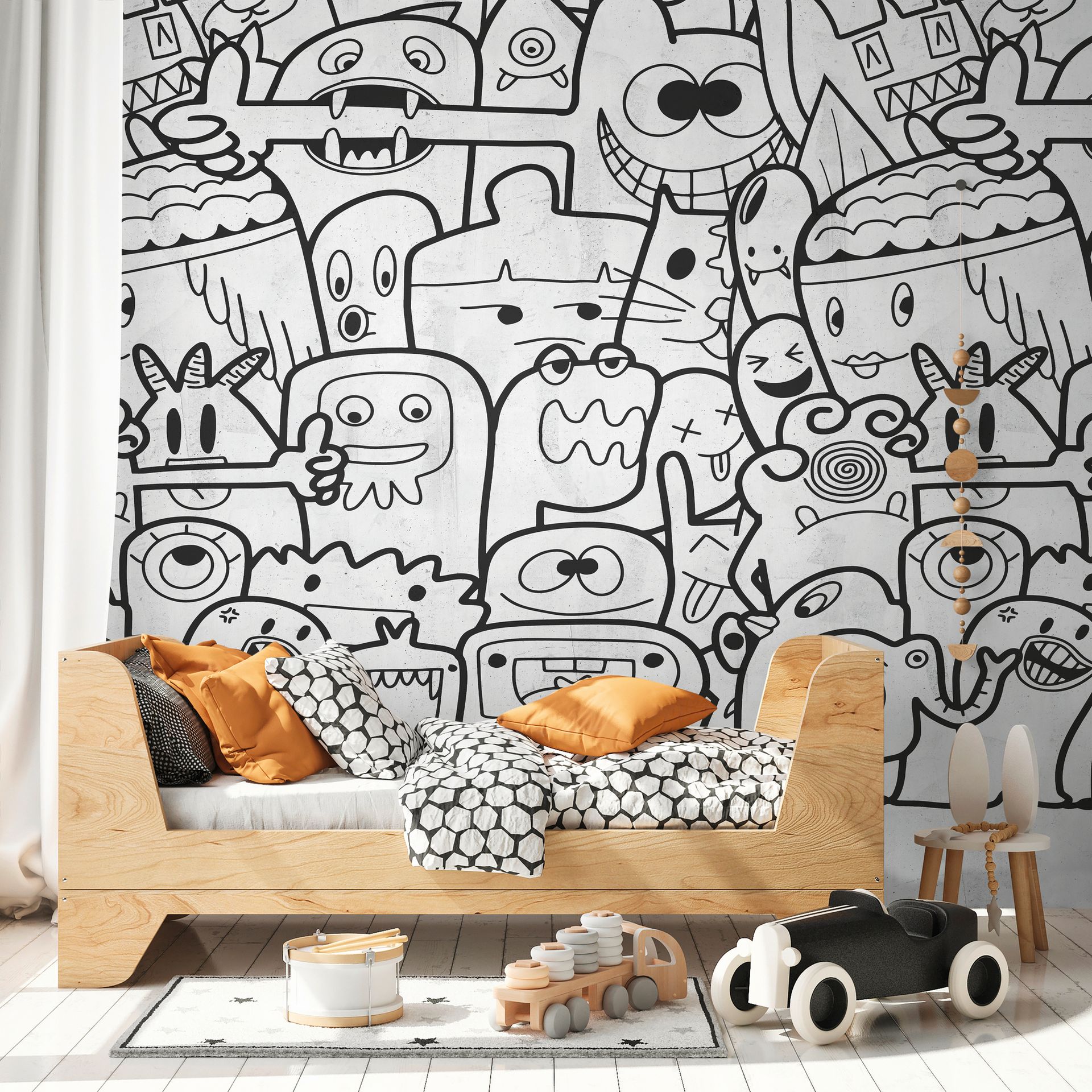 Livingwalls The Wall III, Comic, Kinderzimmer, Schwarz ➤ 1,59x2,80 m | 398261