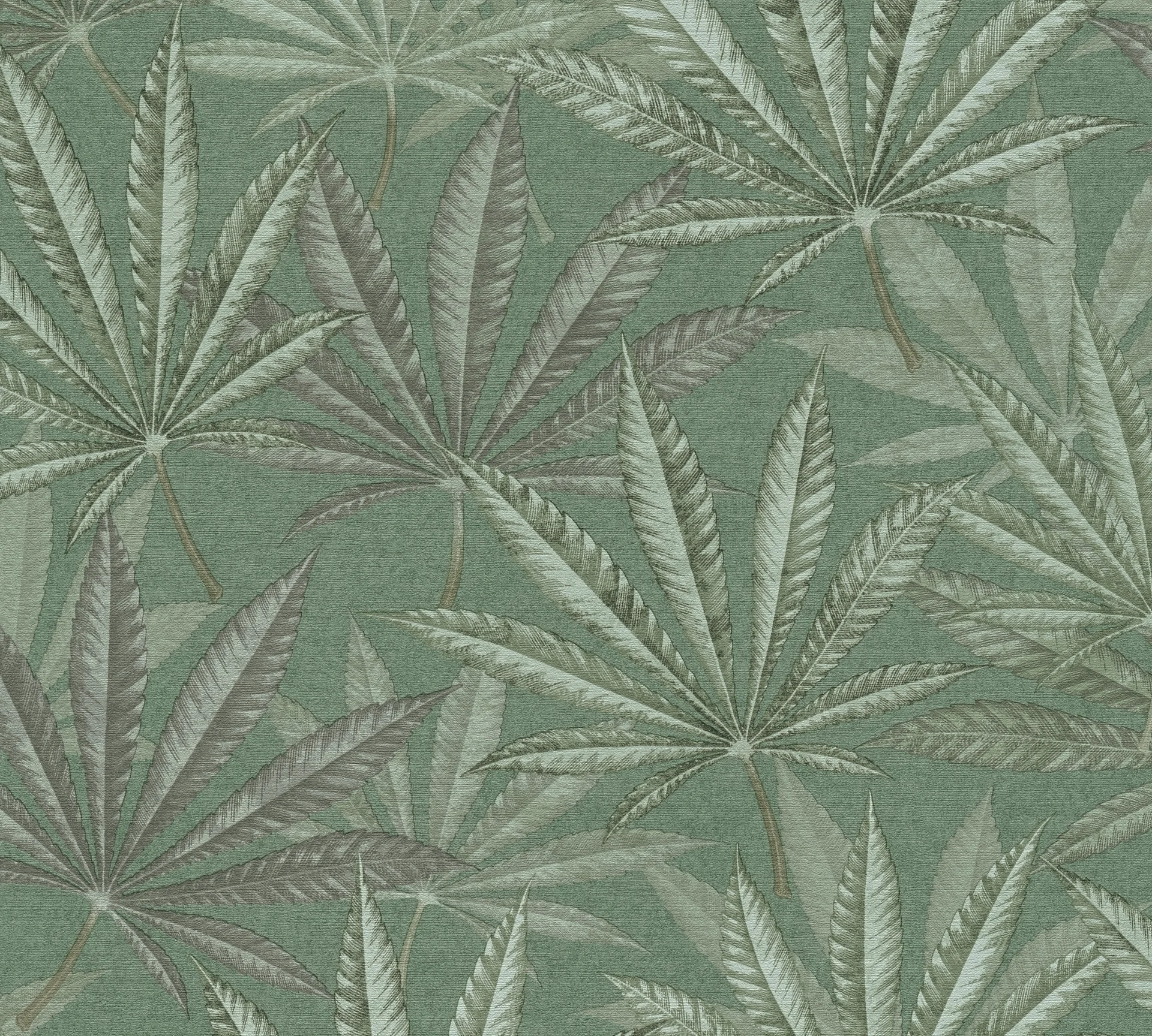 Satintapete, Floral, grün 399841