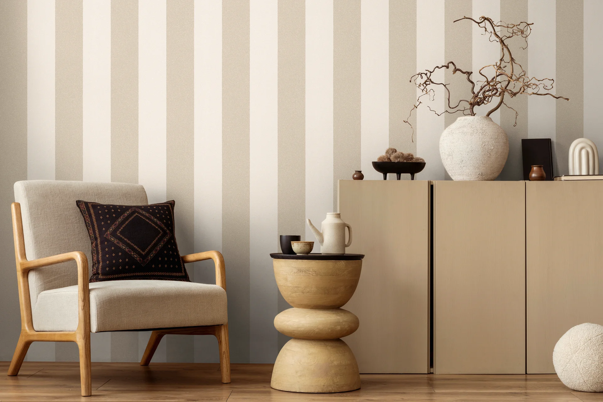 A.S. Création New Elegance, Streifentapete, beige, creme 375543