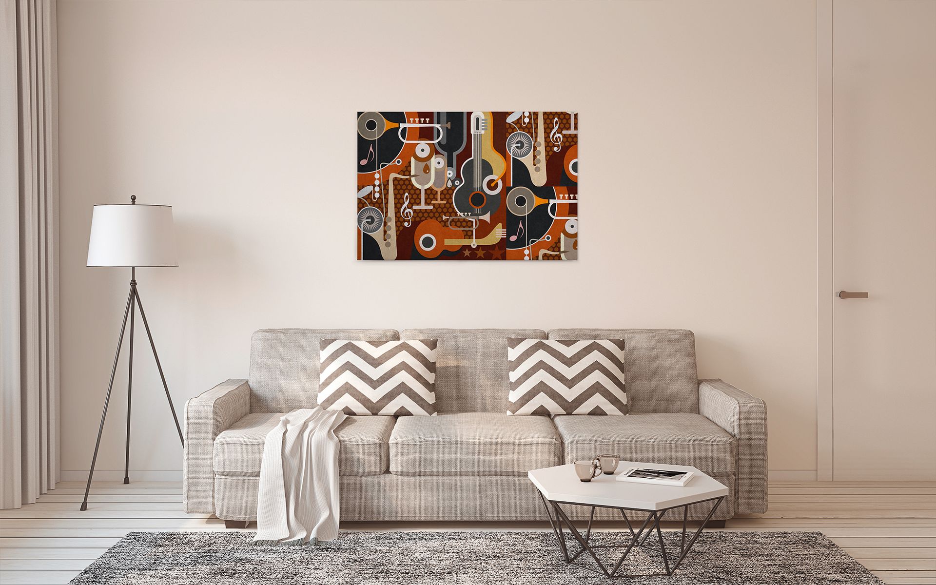 Leinwandbild Musikinstrumente, braun, 90x60 cm DD120418