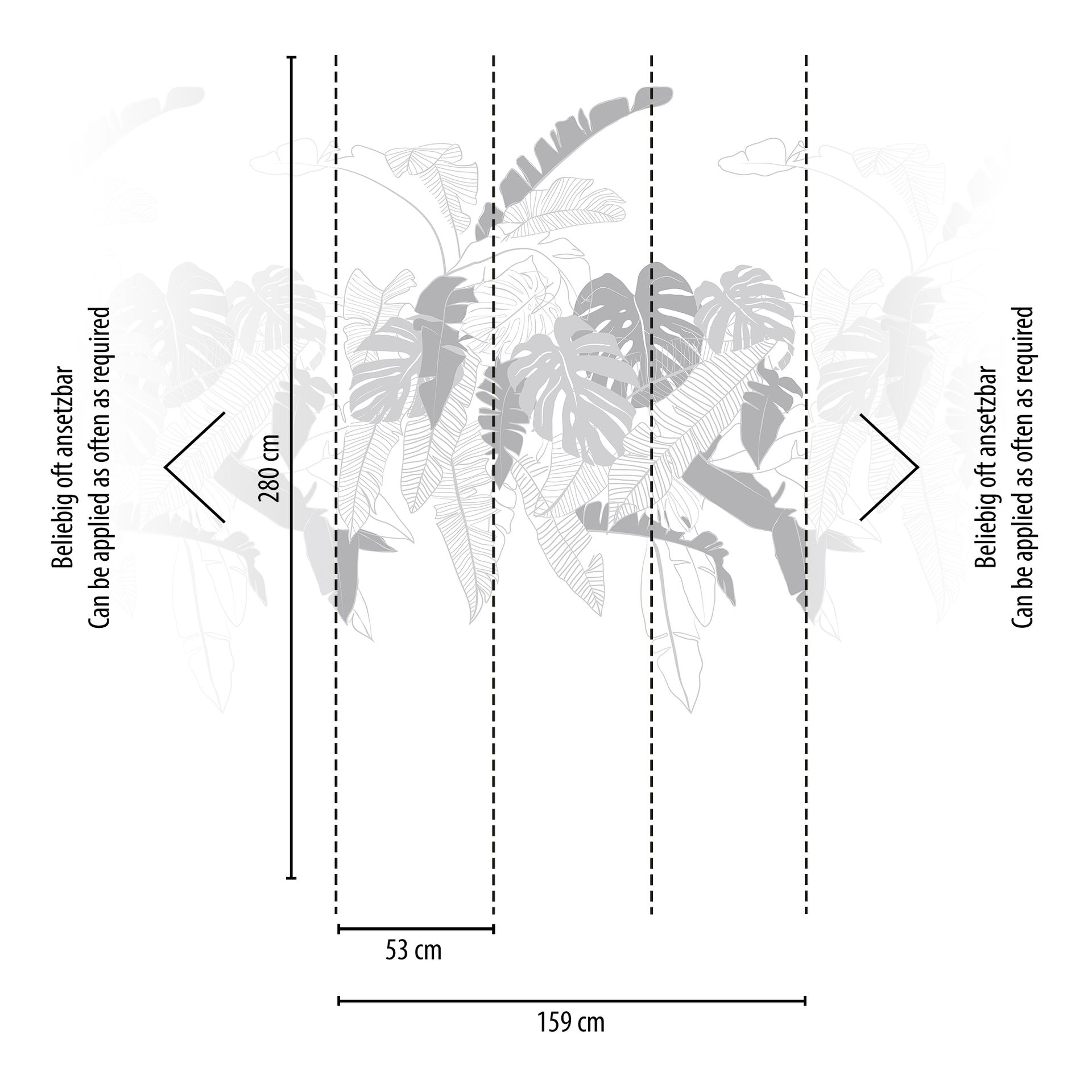 Vliestapete, Dschungeltapete, weiß 389101 Dekorbild