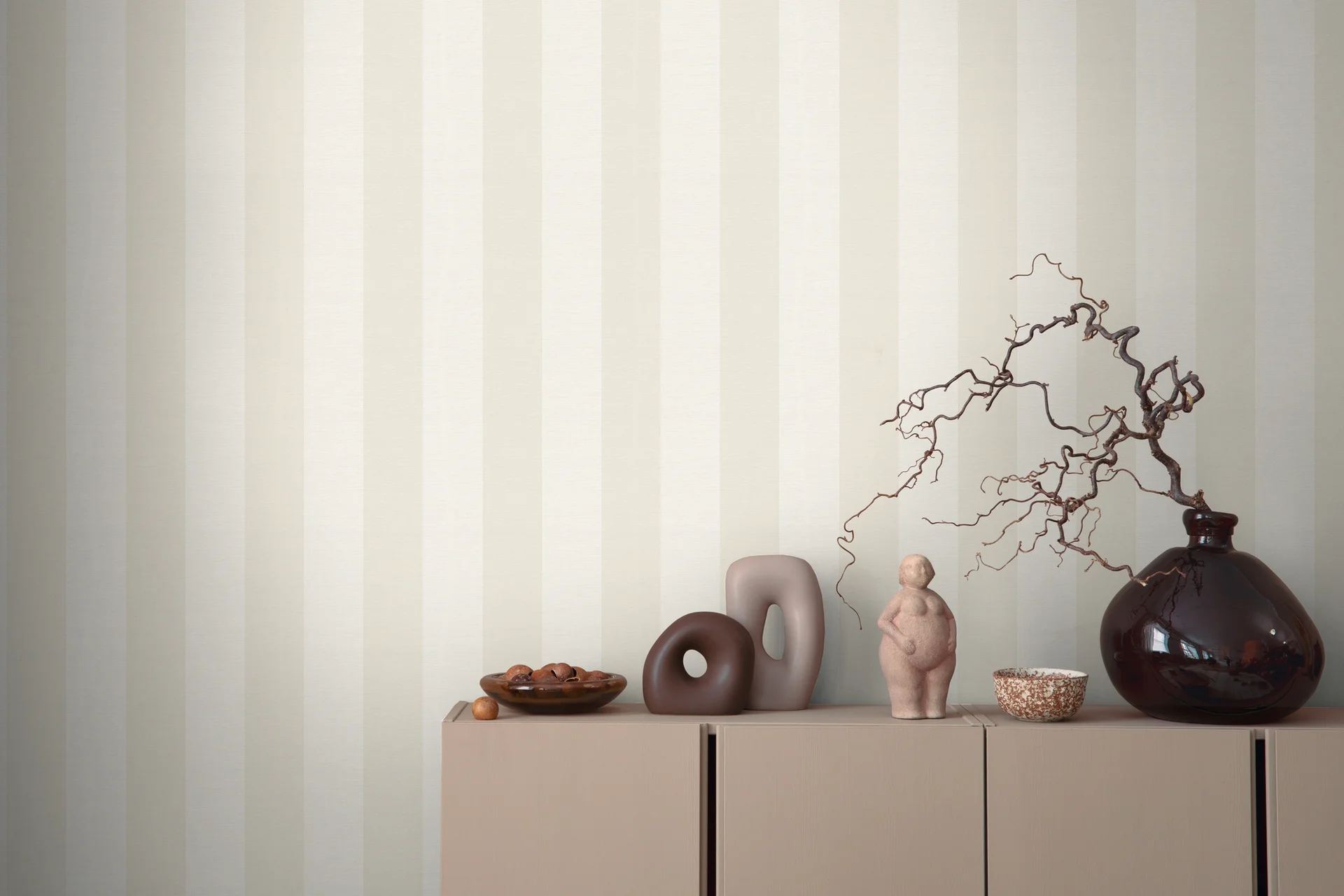 Livingwalls Styleguide Natürlich 2021, Streifentapete, beige, weiß 314055