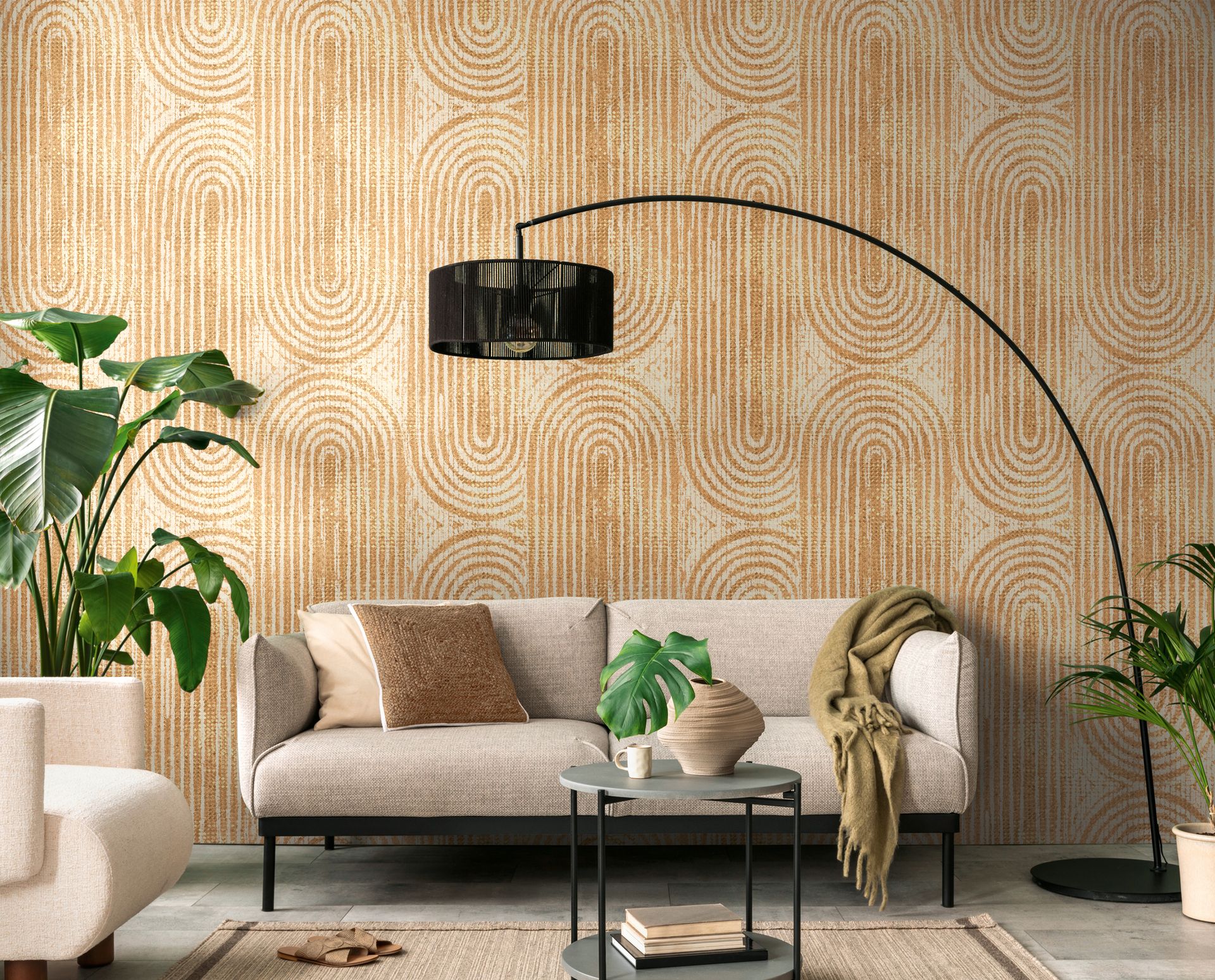 Fototapete Formen und abstraktes Design in Orange ➤ 1,59x2,80 m Dekorbild
