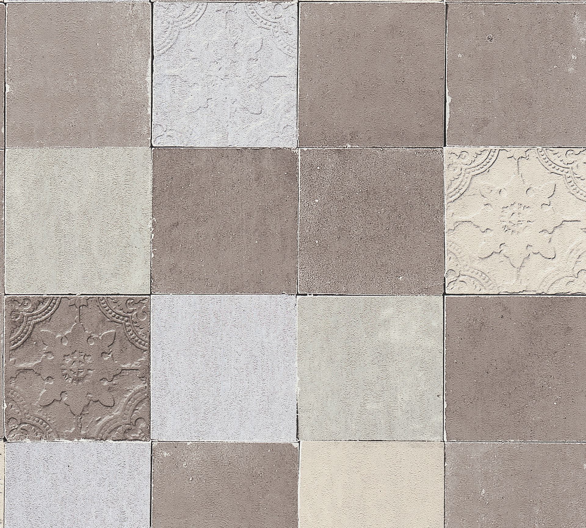 Livingwalls New Walls, Fliesentapete, grau, creme 374063 Dekorbild