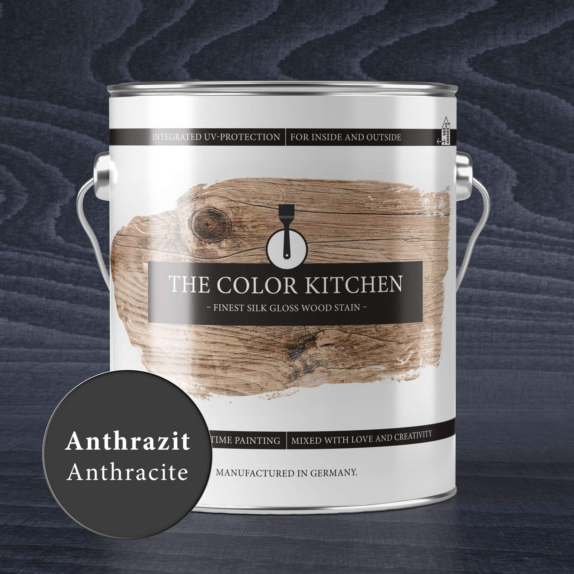 Holzlasur Anthrazit seidenglänzend - 2,5 l - The Color Kitchen