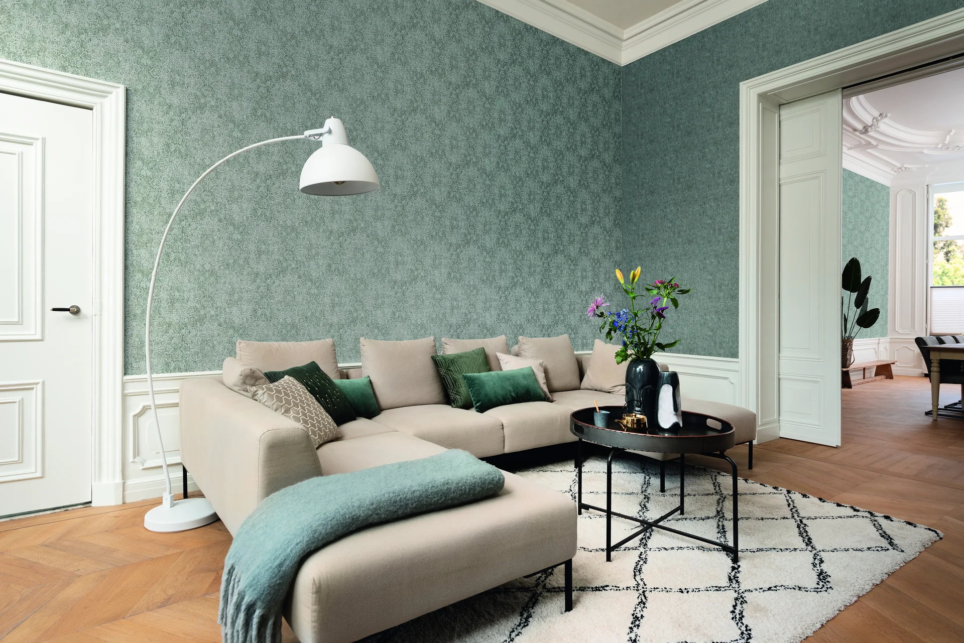 Raumbilder 2 Rasch Selection, Classic-Chic, grün weiß 551570