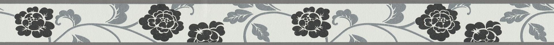 A.S. Création Only Borders 10, Florale Tapete, schwarz, silber 261014