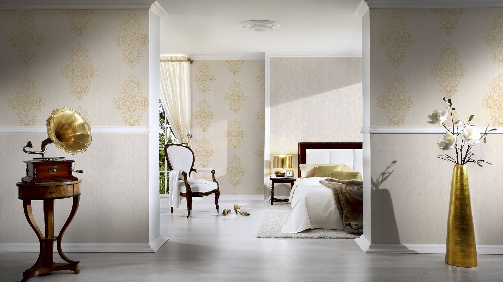 Architects Paper Luxury Wallpaper, Barock Tapete, creme, gold 319452