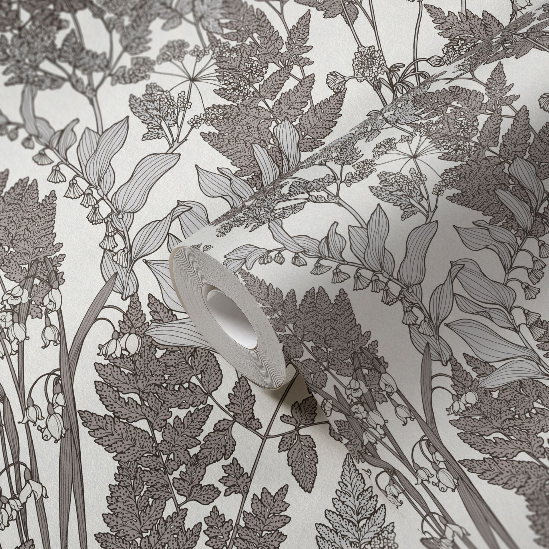 Architects Paper Floral Impression, Florale Tapete, grau, weiß 377521