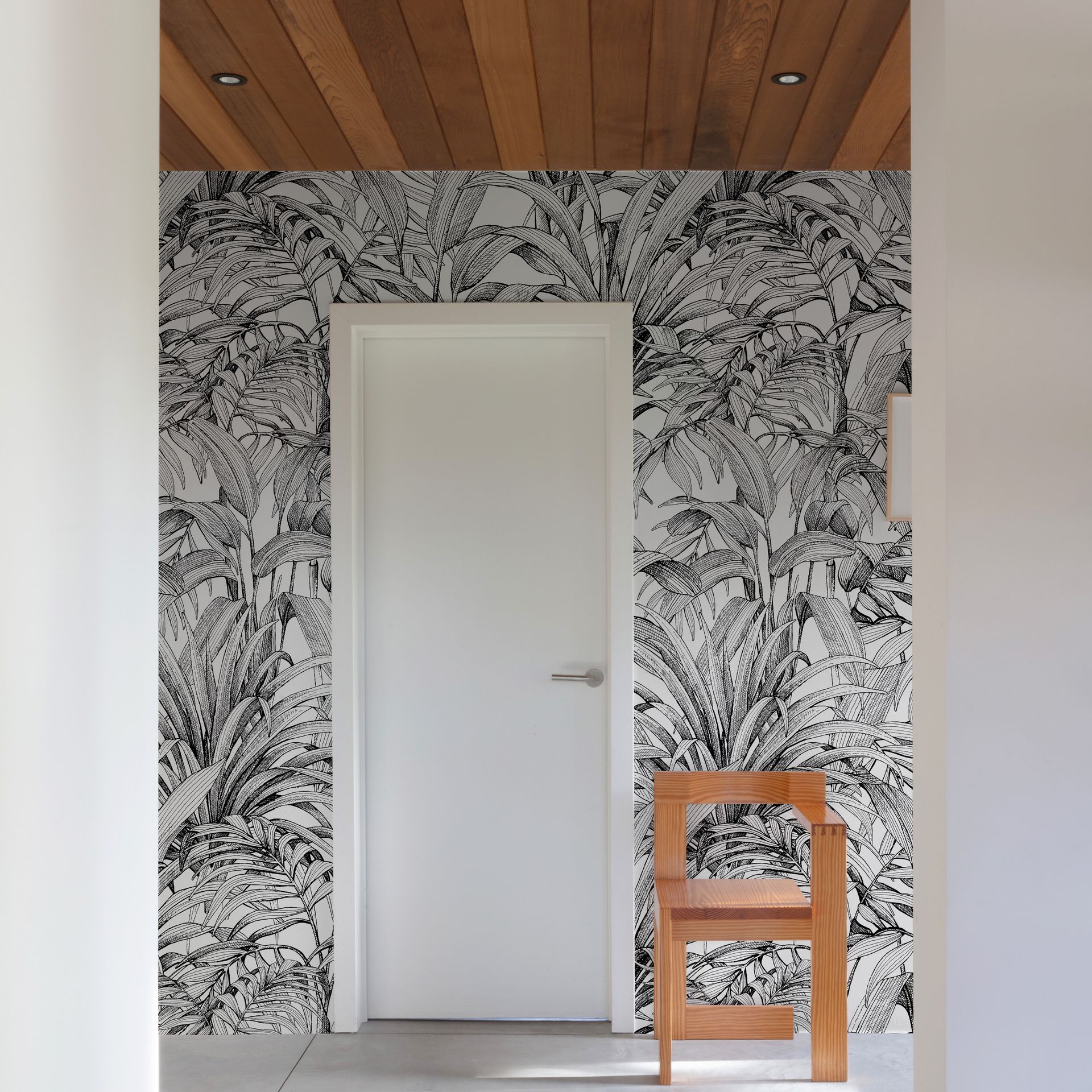 Vliestapete Palmen Schwarz-Weiß Grandeco OROM 2 A58301
