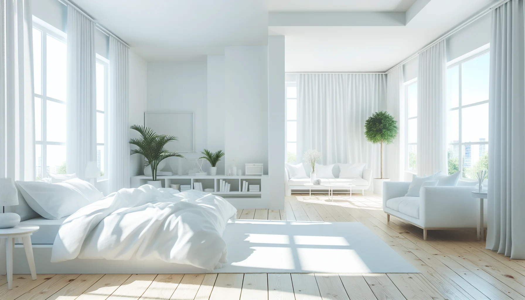 Silikatfarben & Wohngesundheit Weiß gestrichenes Schlafzimmer mit atmungsaktiver Silikatfarbe für gesundes Raumklima