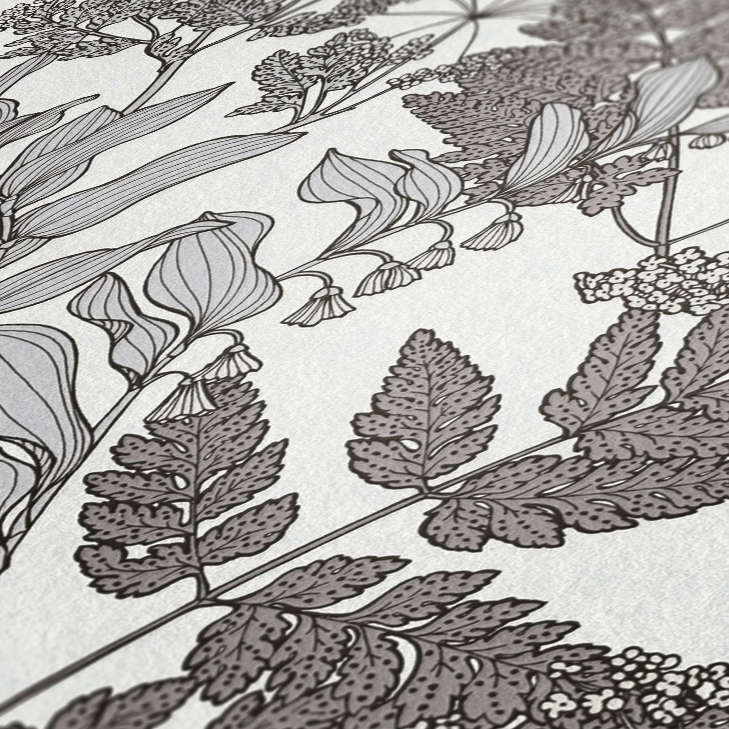 Architects Paper Floral Impression, Florale Tapete, grau, weiß 377521