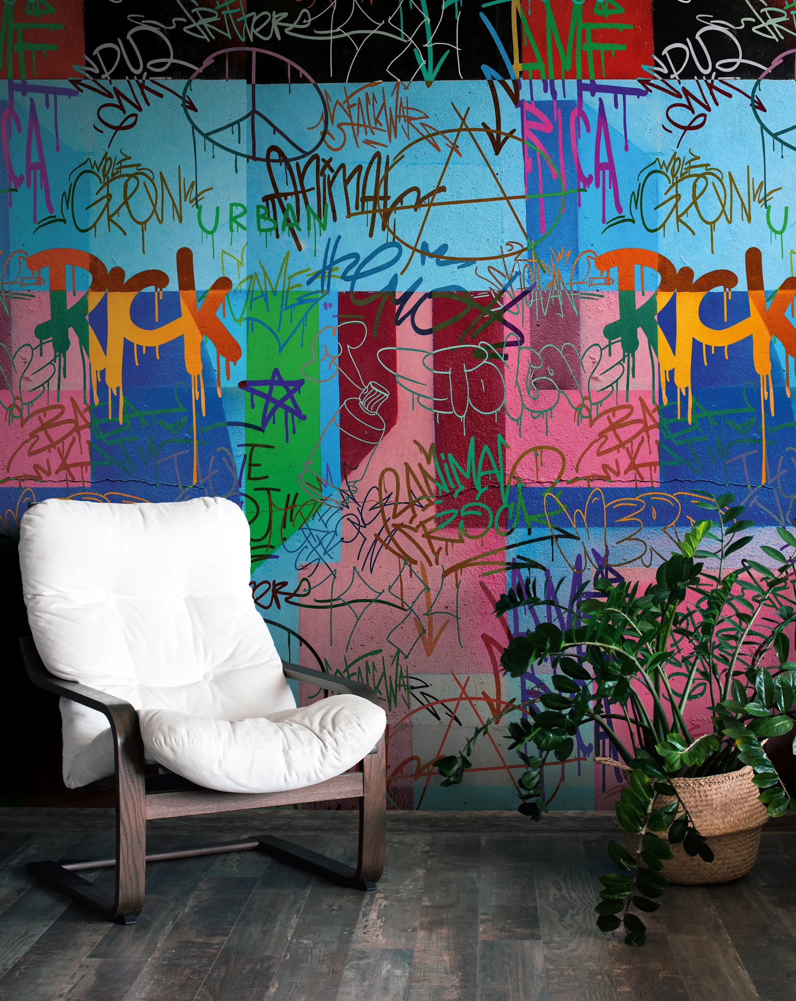 Fototapete Graffiti Abstrakt in Bunt ➤ 1,59x2,80 m