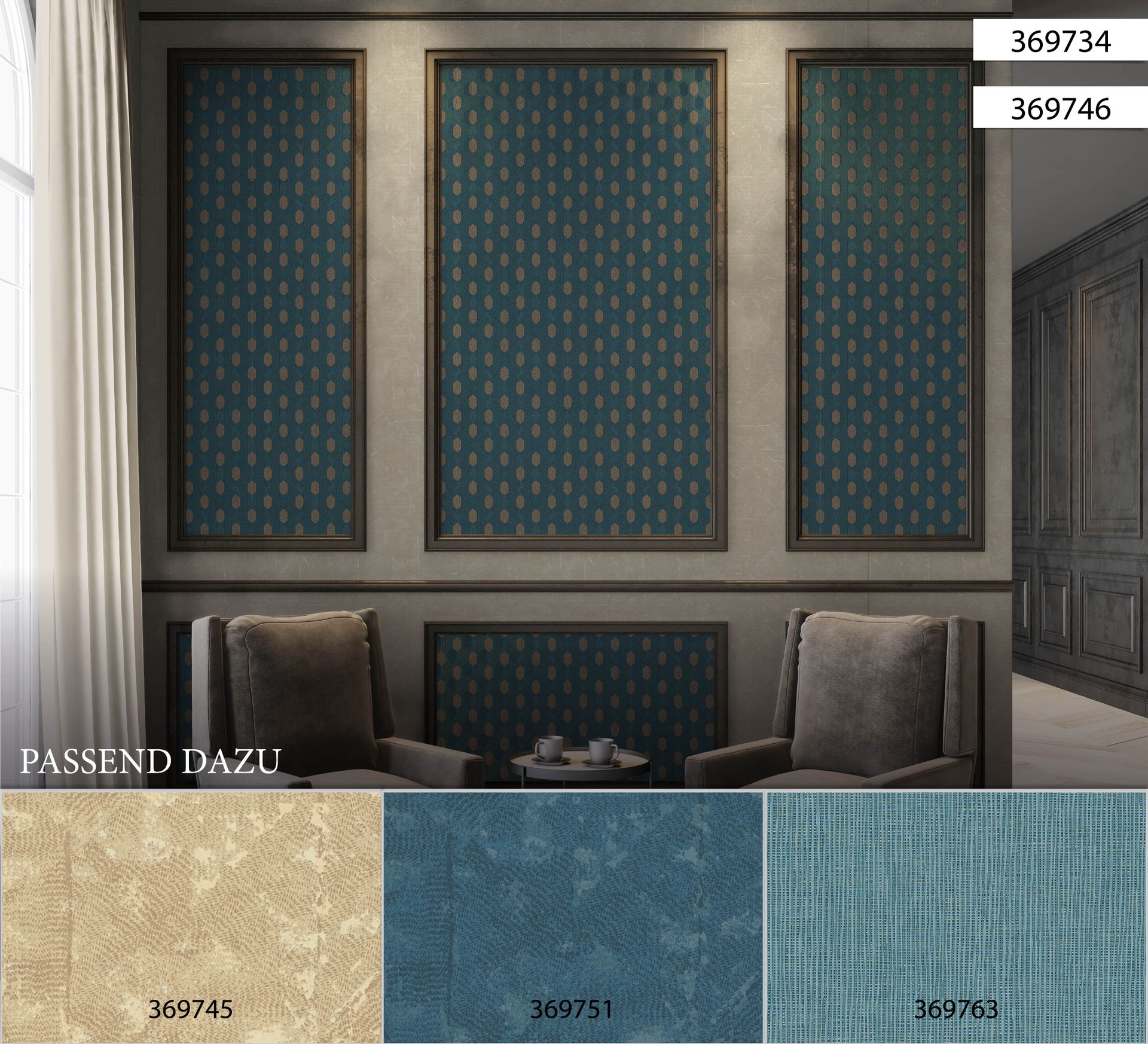 Architects Paper Absolutely Chic, Design Tapete, blau, grau 369751