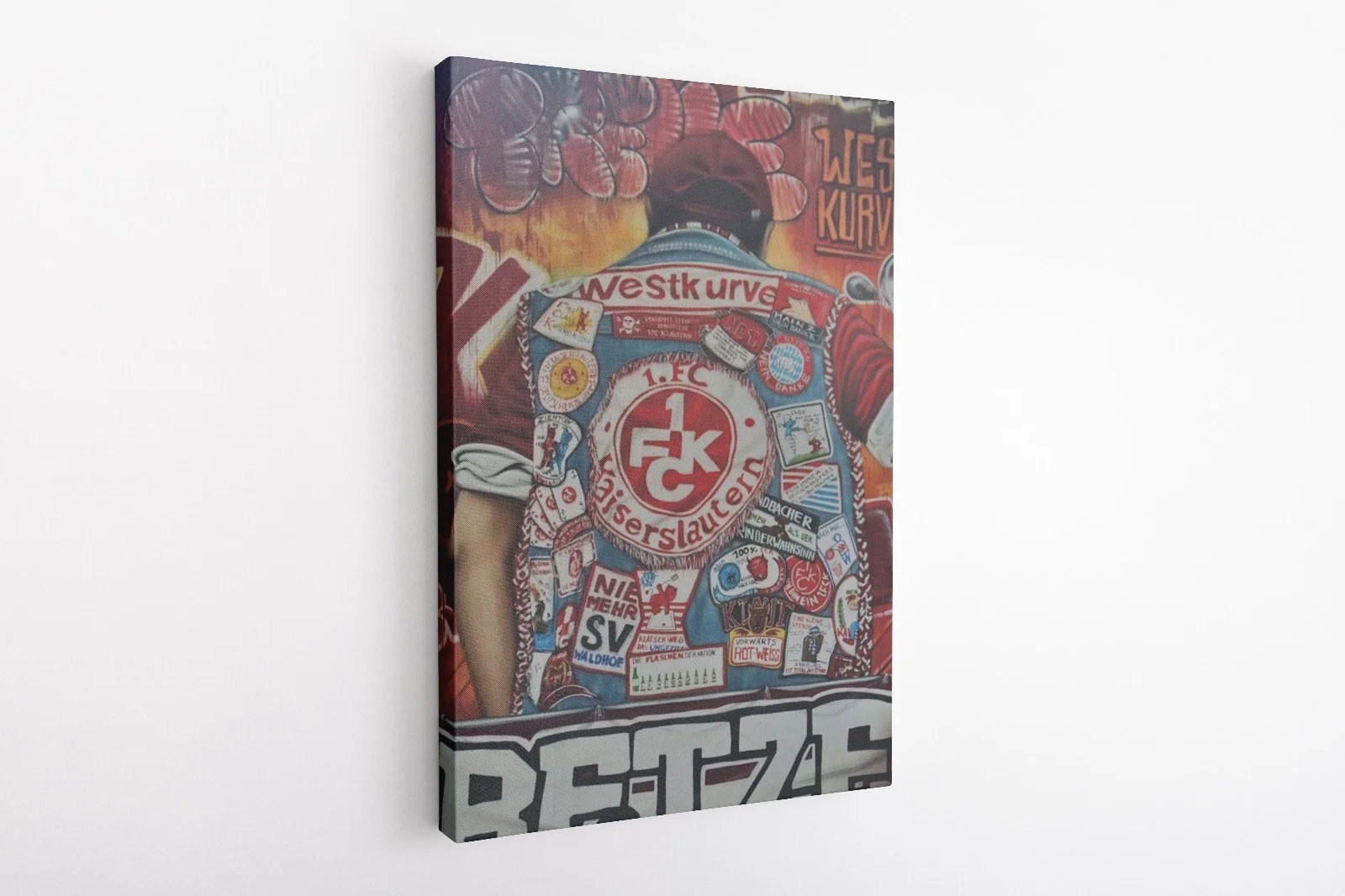 FCK Maltag Graffiti Westkurve - Geh mer nuff Leinwandbild mit FCK Graffiti Motiv der Westkurve und dem Schriftzug Geh mer nuff