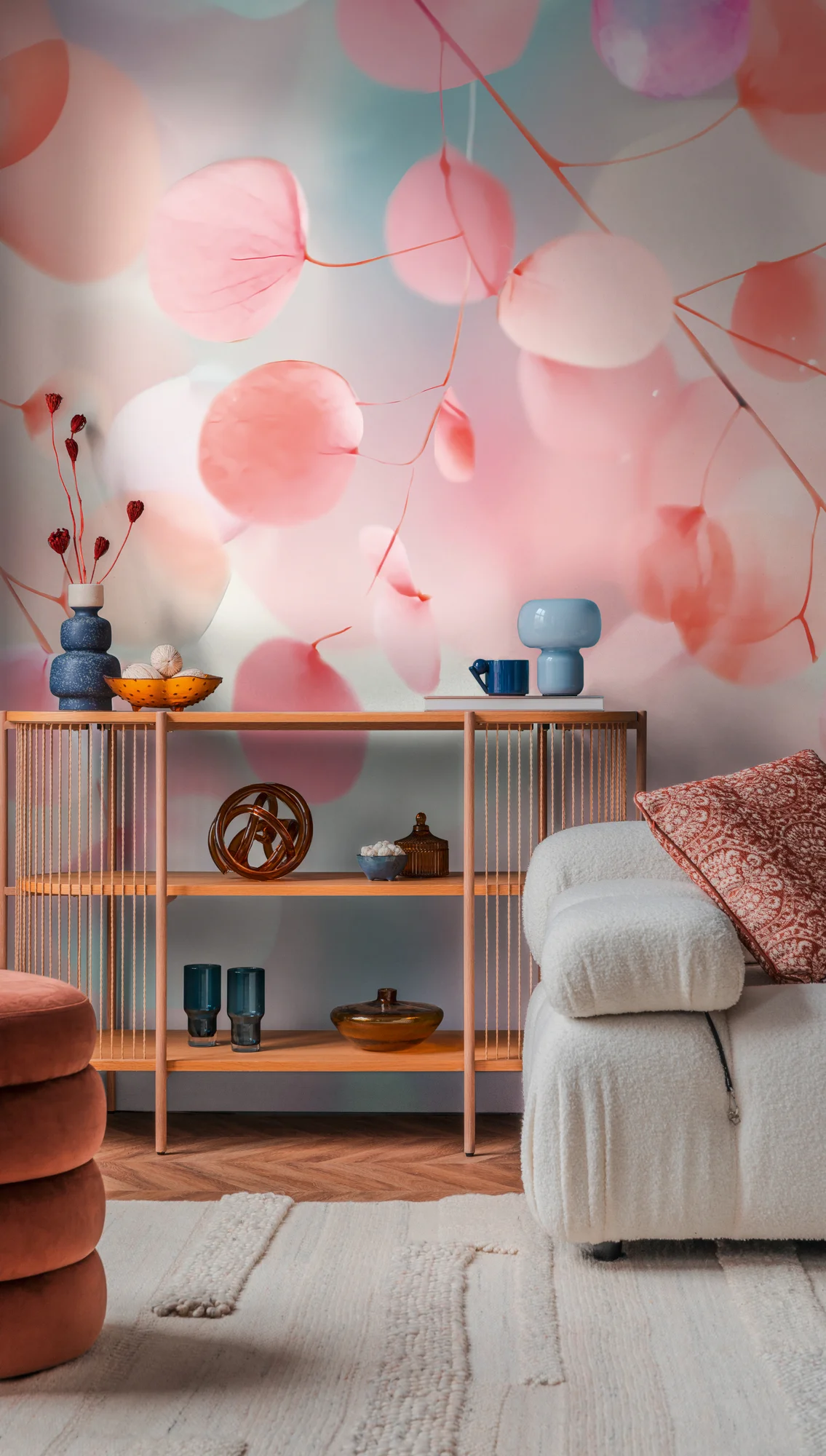 A.S. Création Blätter bunt-rosa 791551