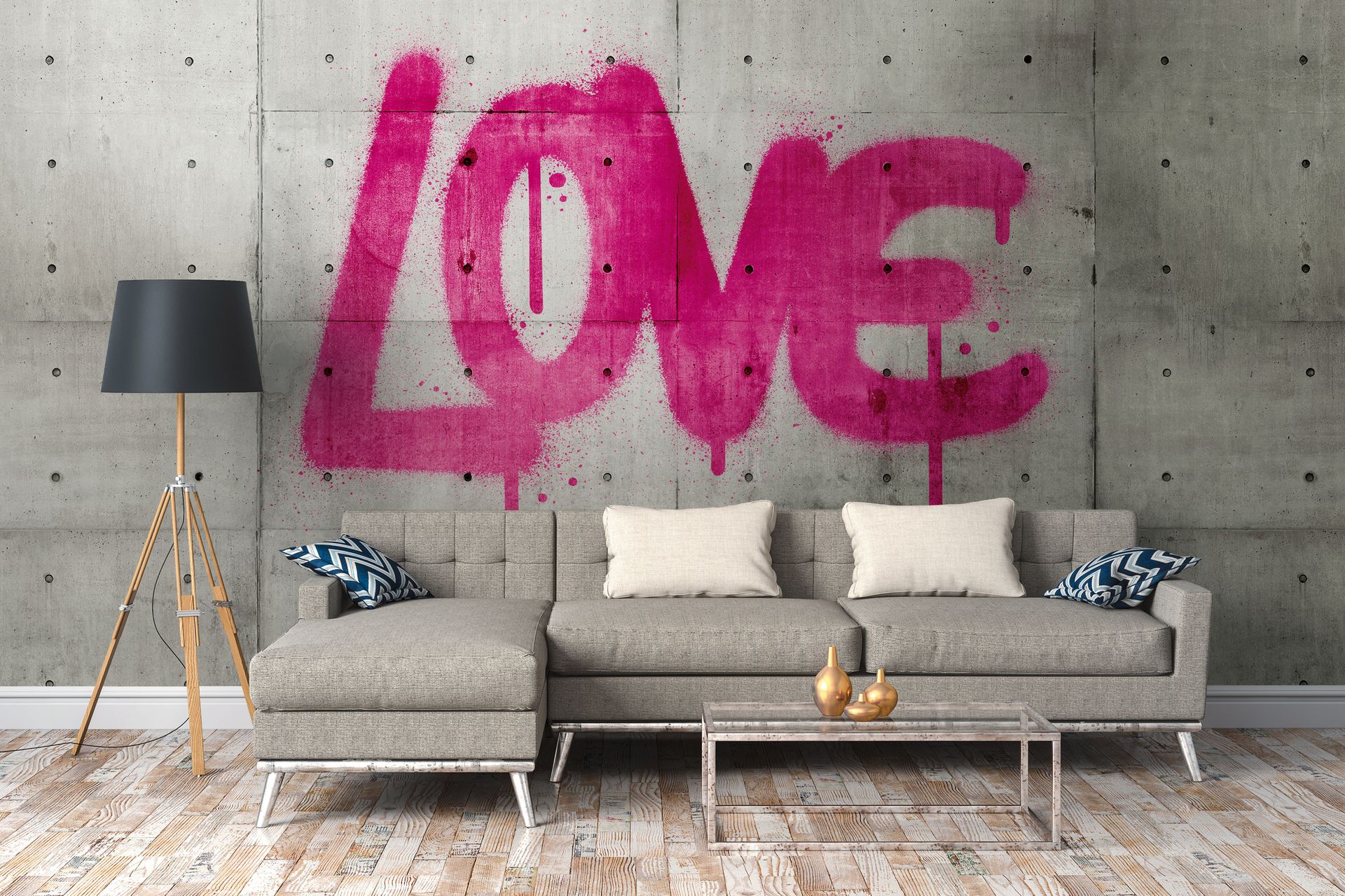 Livingwalls The Wall, Betonoptik, grau, pink 382651