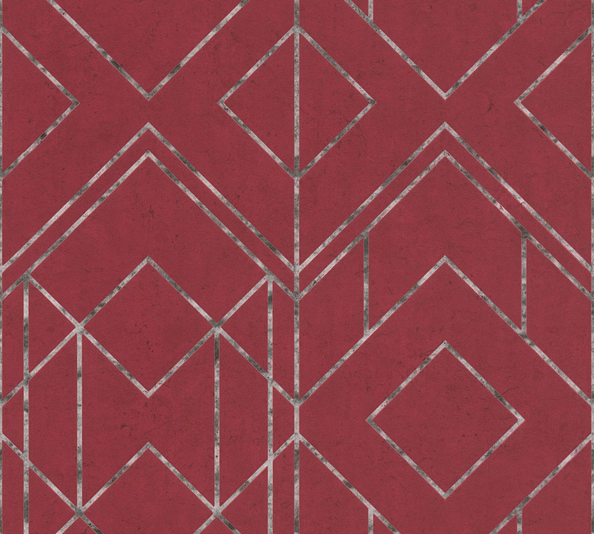 Livingwalls Metropolitan Stories 2, Geometrische Tapete, rot, grau 378692