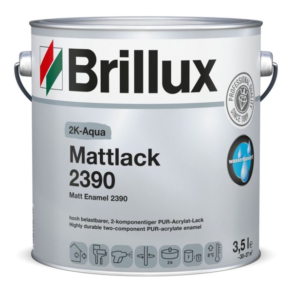 Brillux 2K-Aqua Mattlack 2390 weiß 875 ml