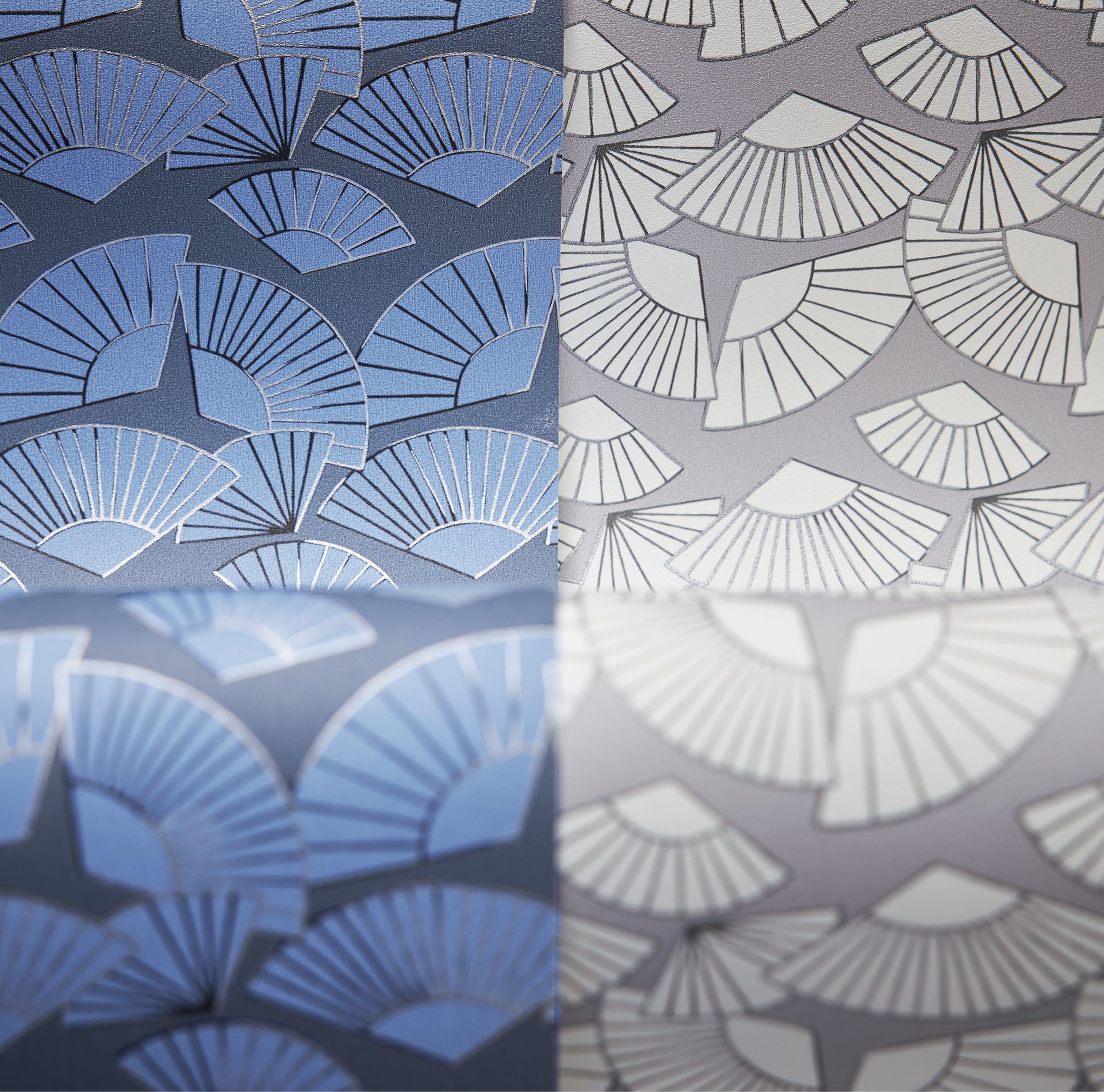 Karl Lagerfeld, Design Tapete, blau, weiß 378474