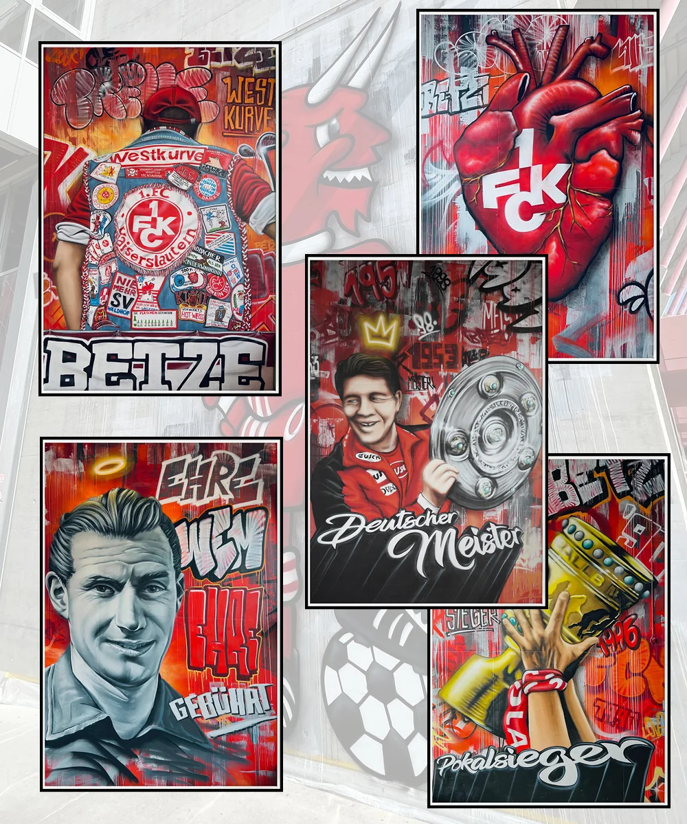 Wohntrends - Collage von 5 FCK Maltag Leinwänden