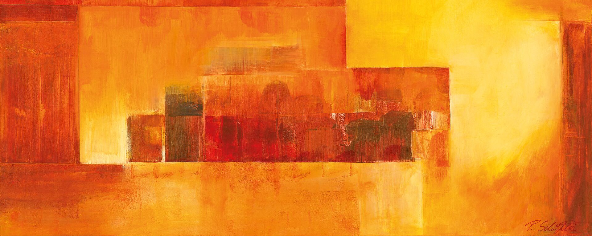 Leinwandbild Abstrakt, orange, 100x40 cm DD123246