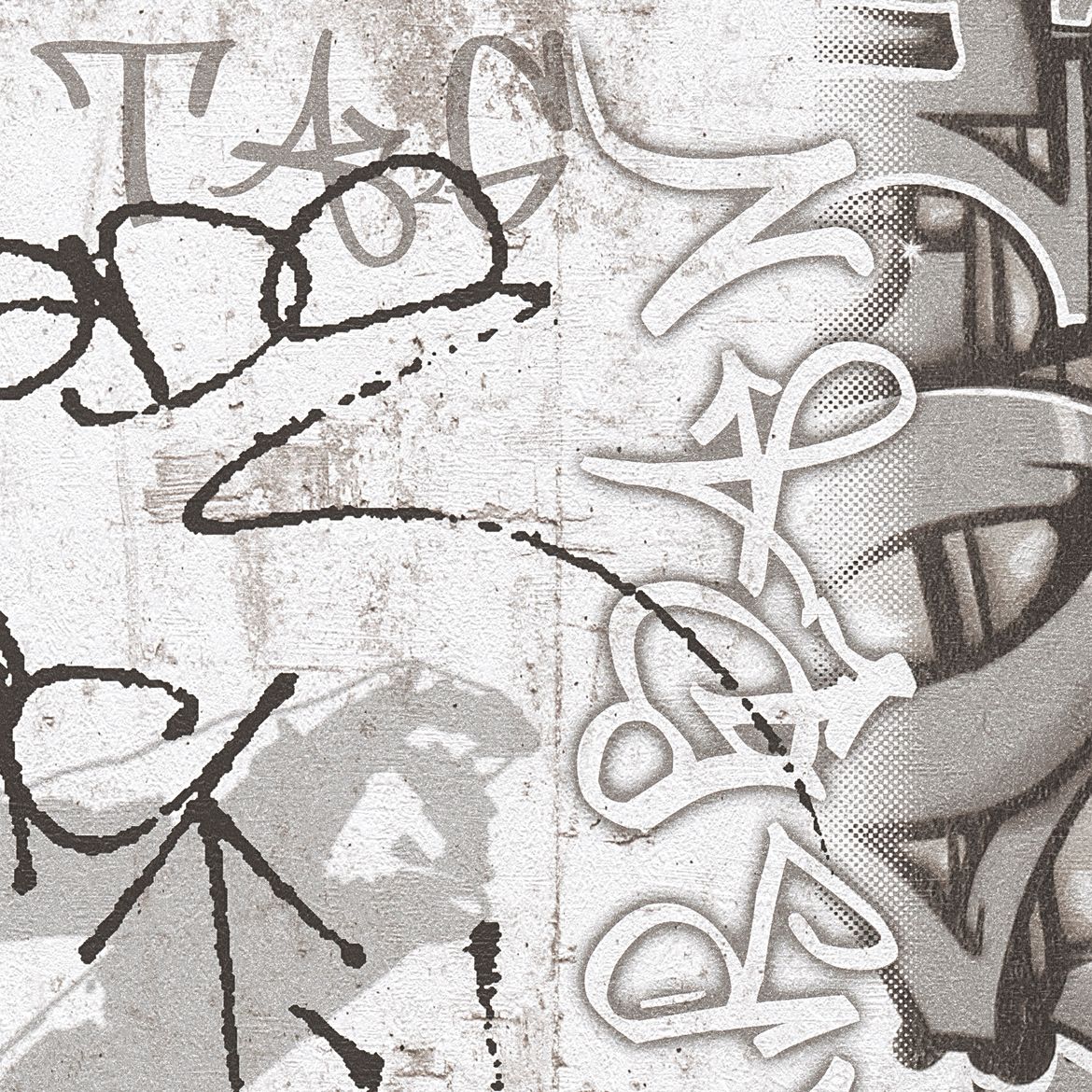 A.S. Création Boys & Girls 6, Graffiti Tapete, grau, schwarz 369863