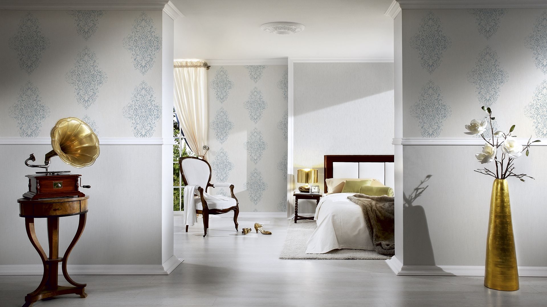 Architects Paper Luxury Wallpaper, Barock Tapete, weiß, silber 319451